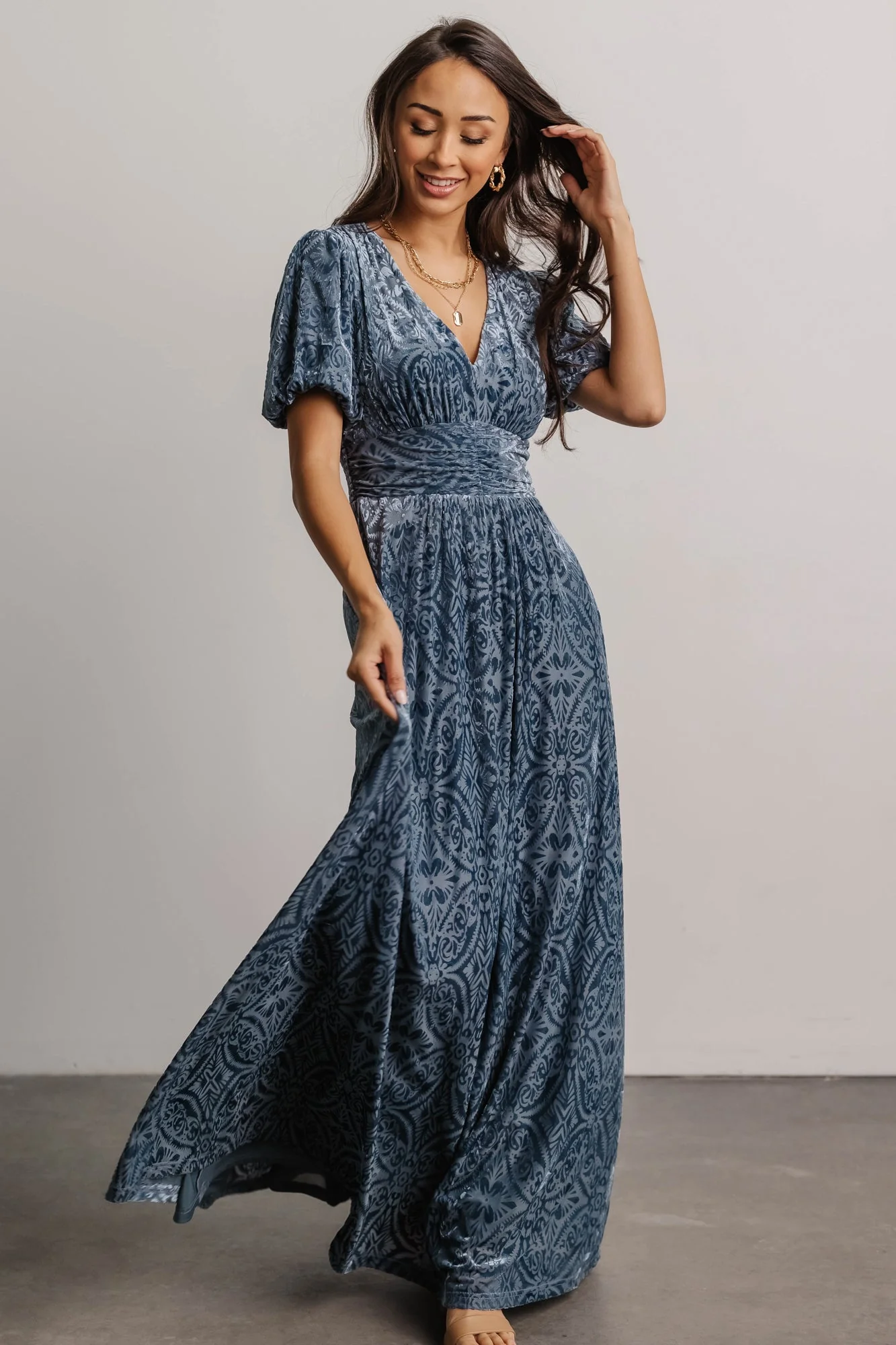 Leslie Velvet Maxi Dress | Blue
