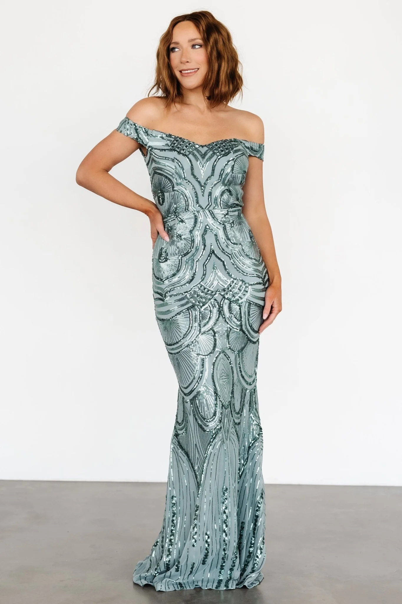 Empress Sequin Gown | Eucalyptus