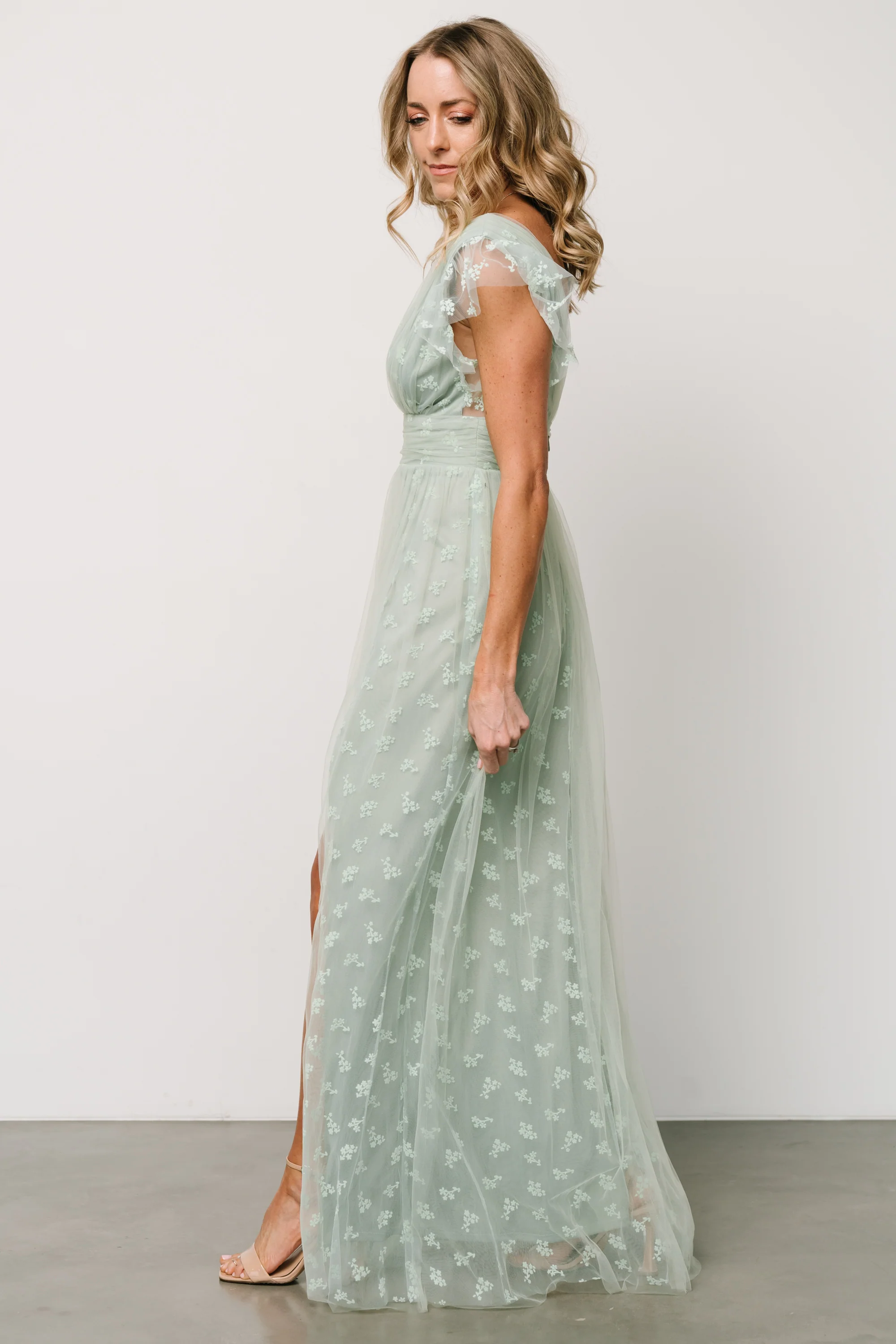 Caterina Tulle Maxi Dress | Sage
