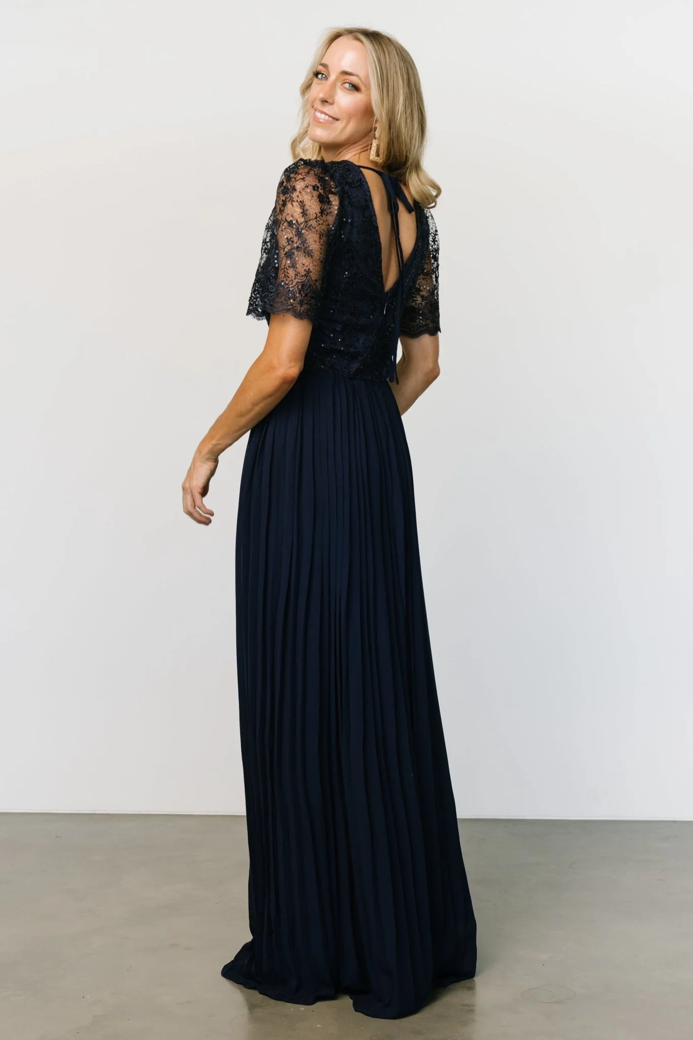 Josephine Pleated Maxi Dress | Navy