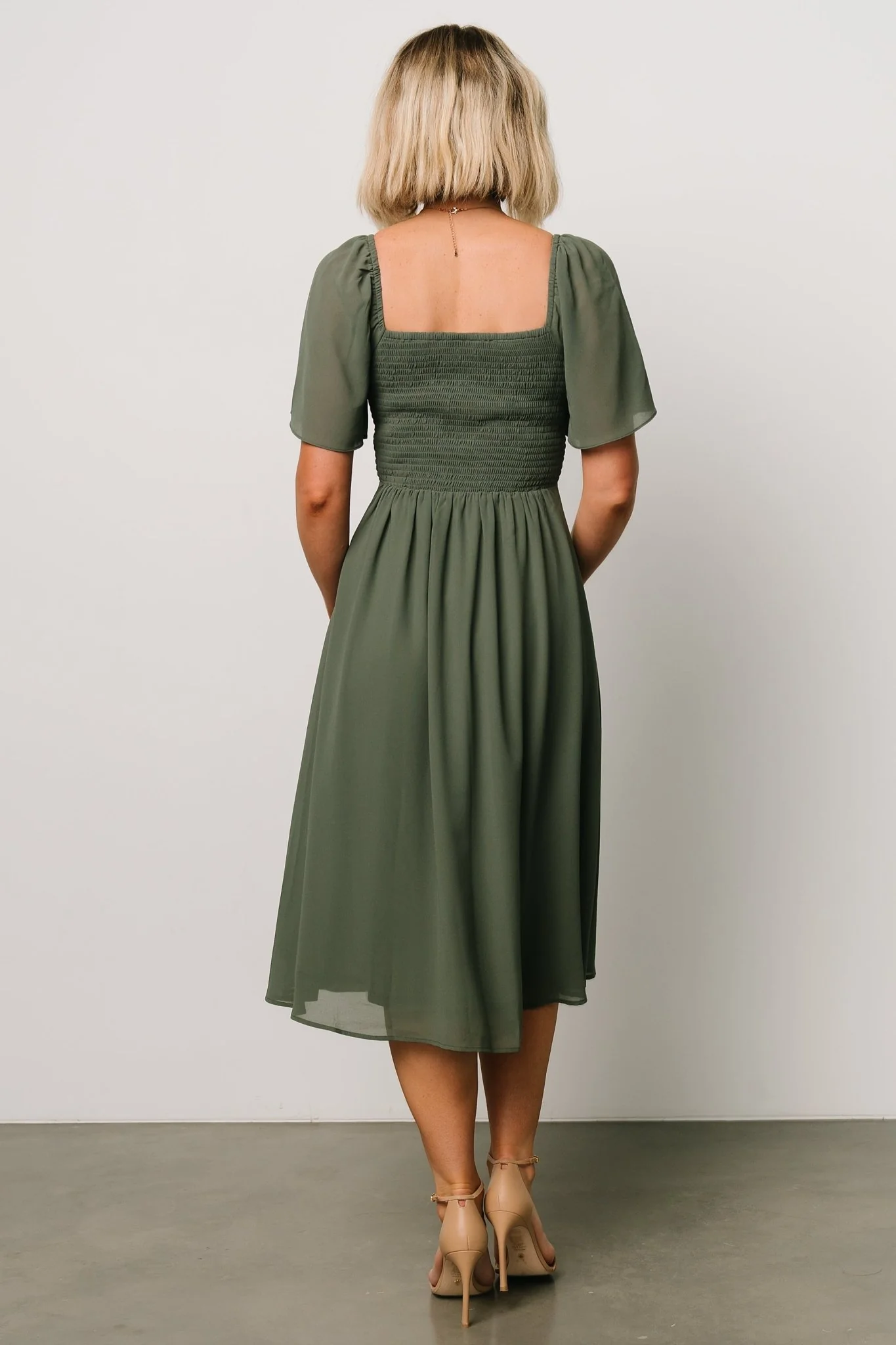 Colette Sweetheart Midi Dress | Dark Sage