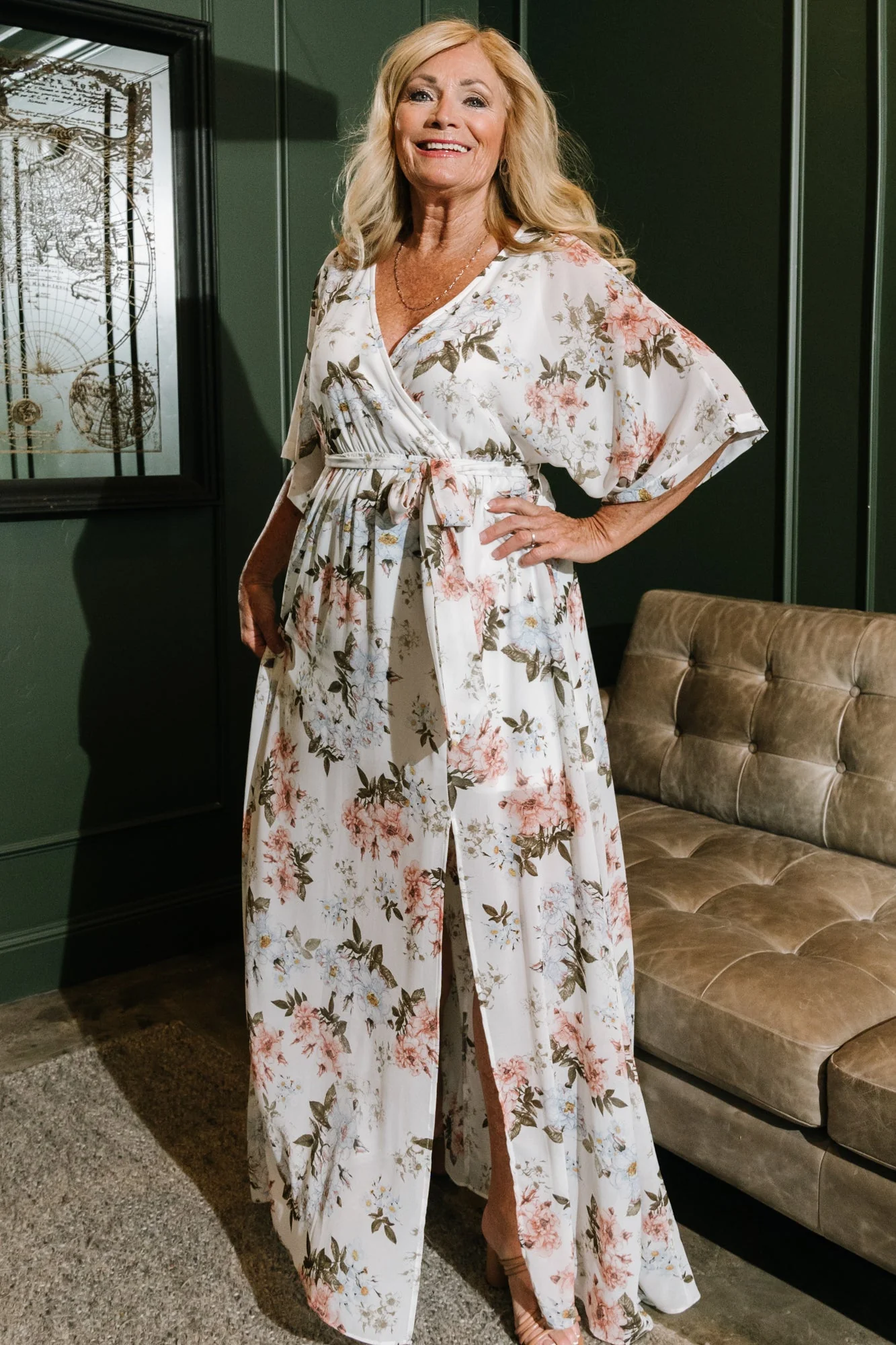 Kia Kimono Maxi Dress | White Floral