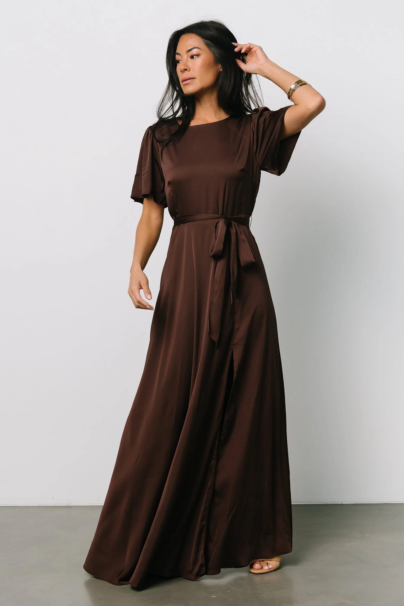 Agnes Satin Maxi Dress | Espresso