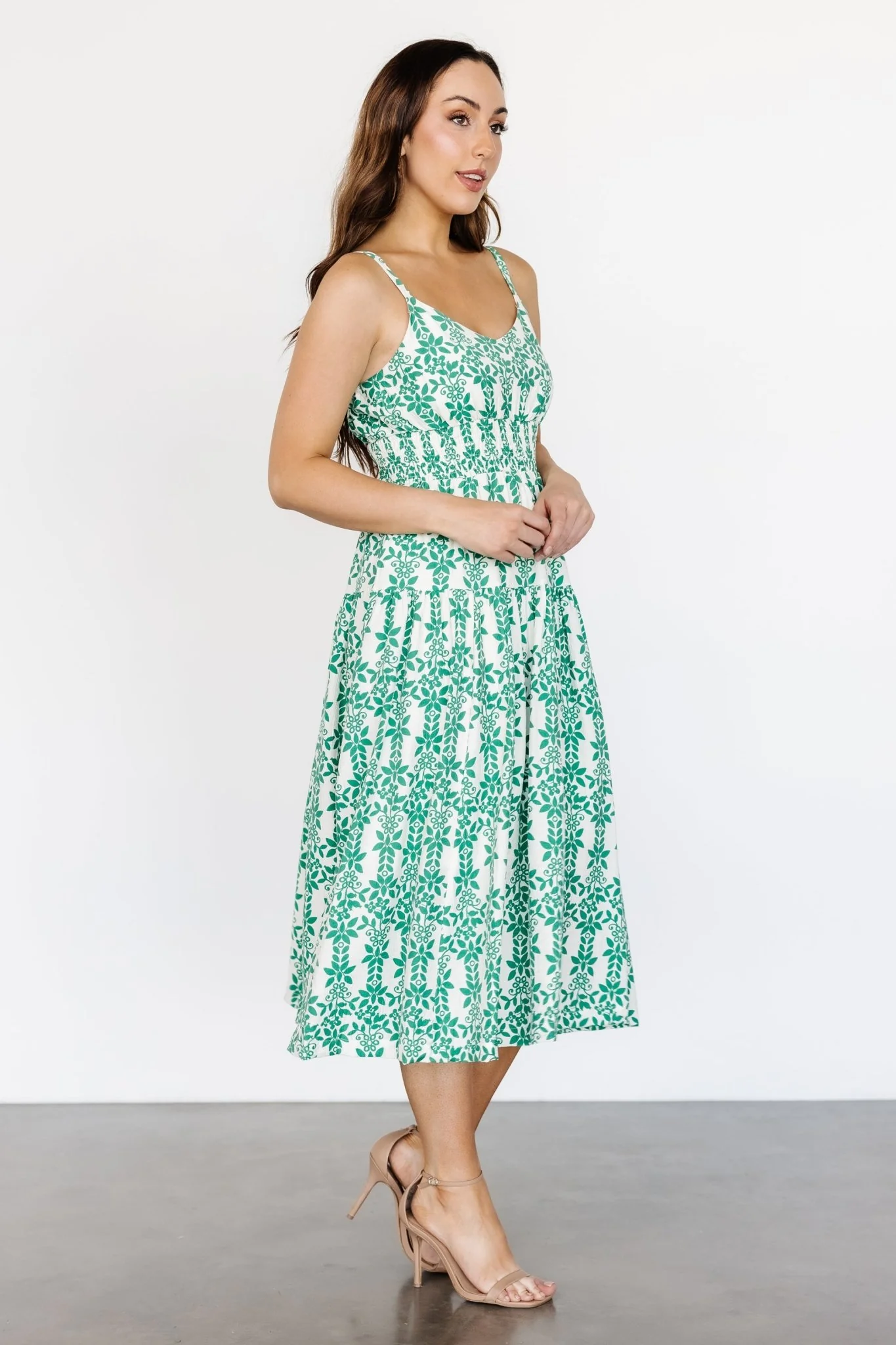 Thebes Tank Midi Dress | Green Print