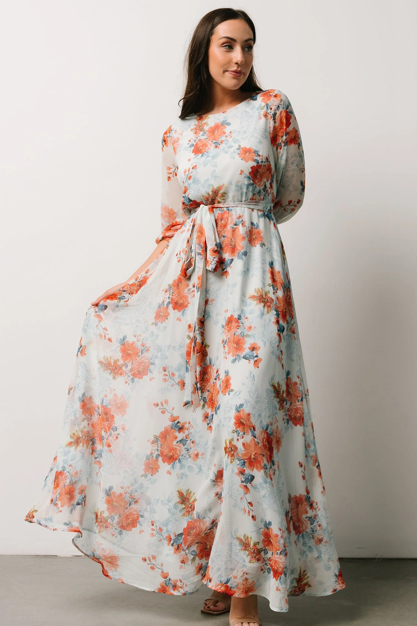 Rebecca Maxi Dress | Blue + Coral Blossom