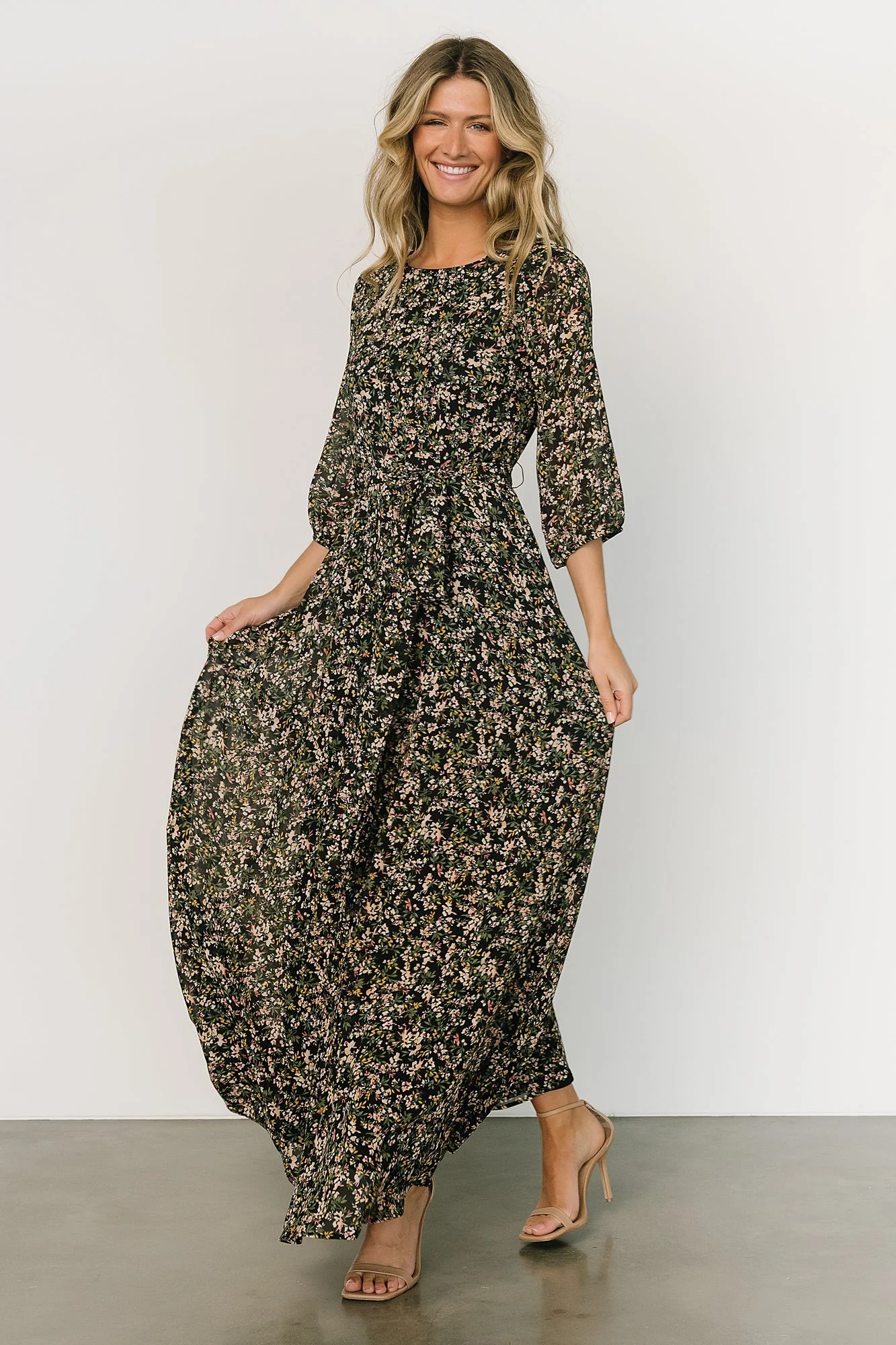 Rebecca Maxi Dress | Black Floral