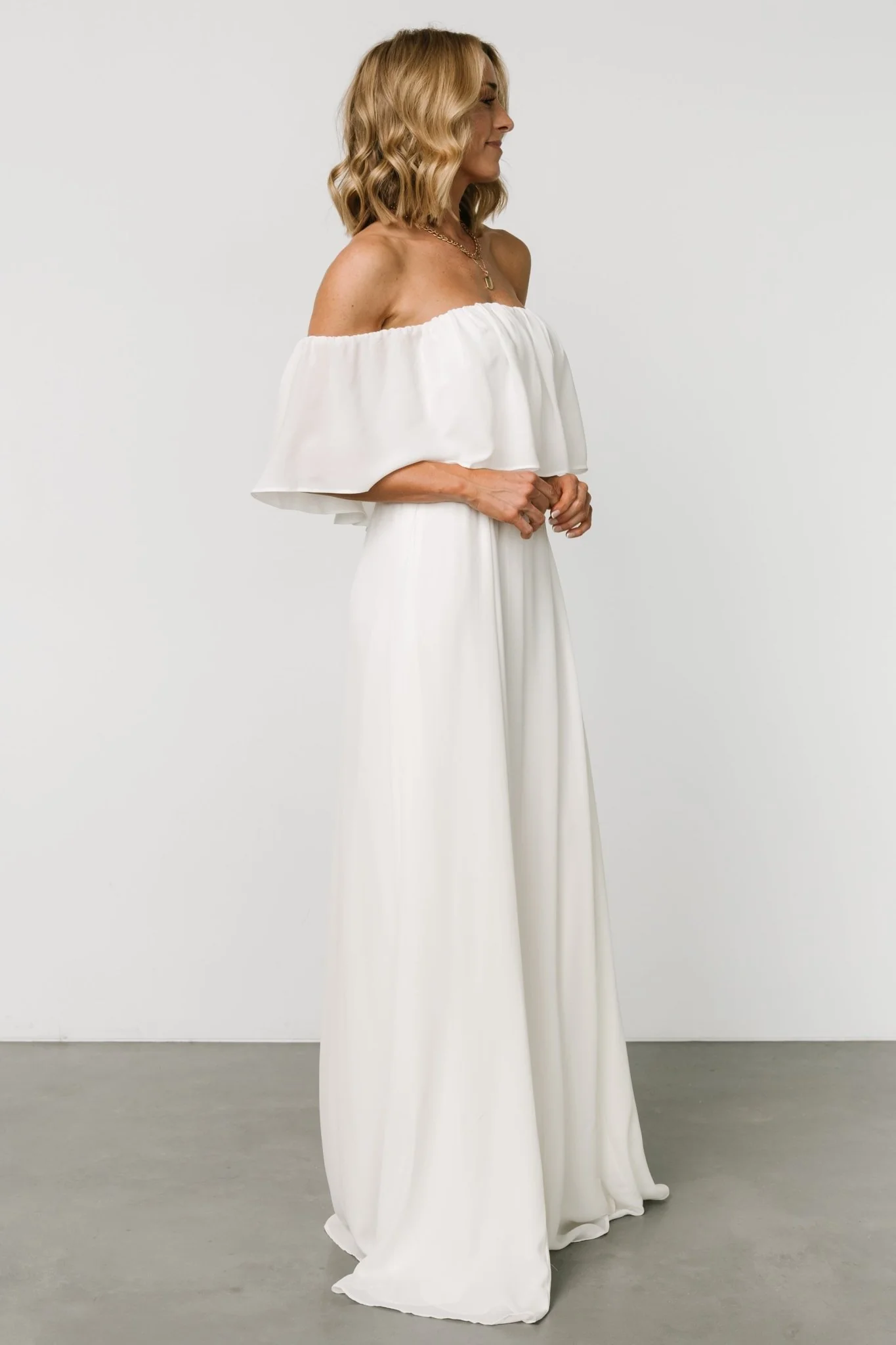 Diana Off Shoulder Maxi Dress | Off White