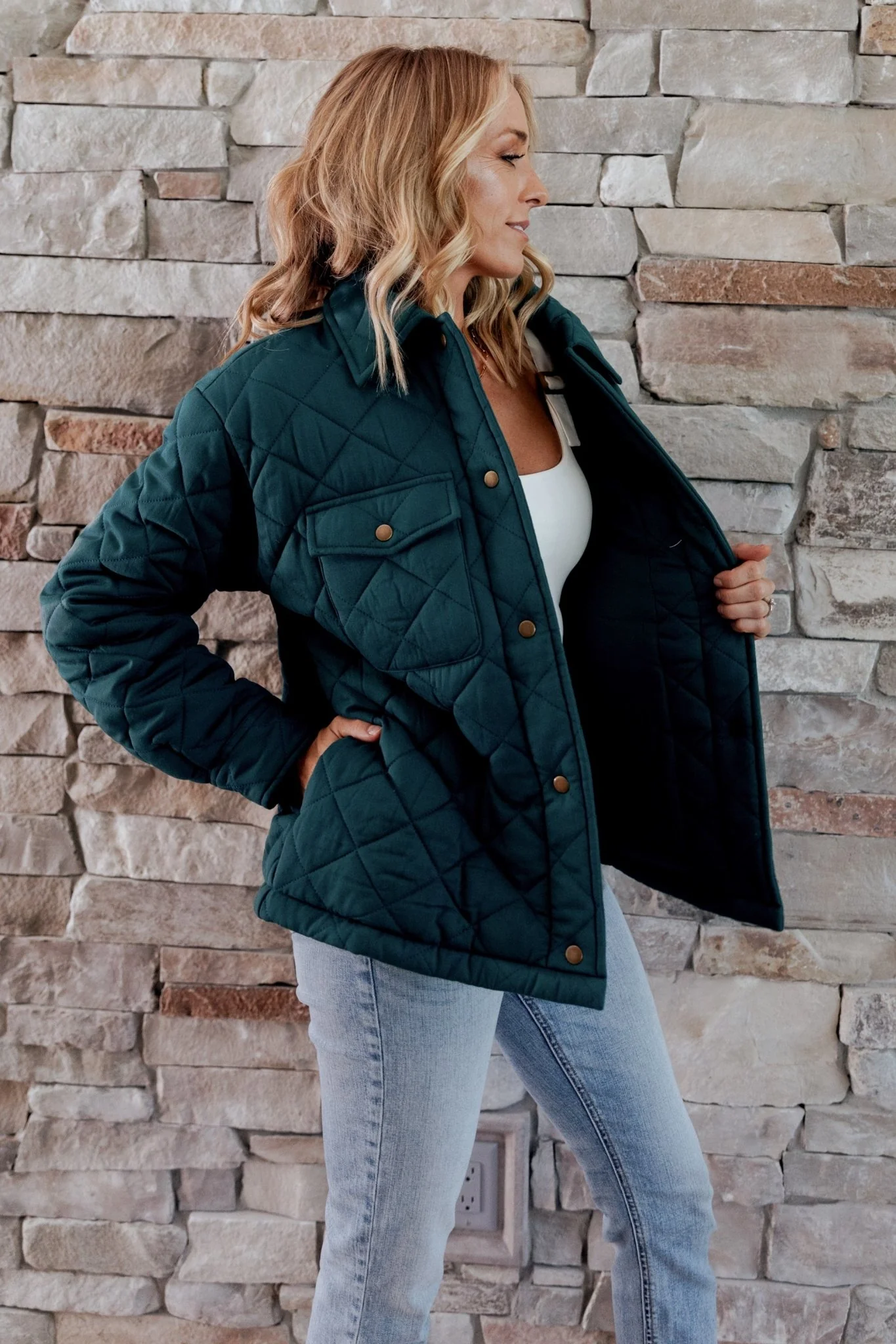 Nadia Button Up Jacket | Emerald