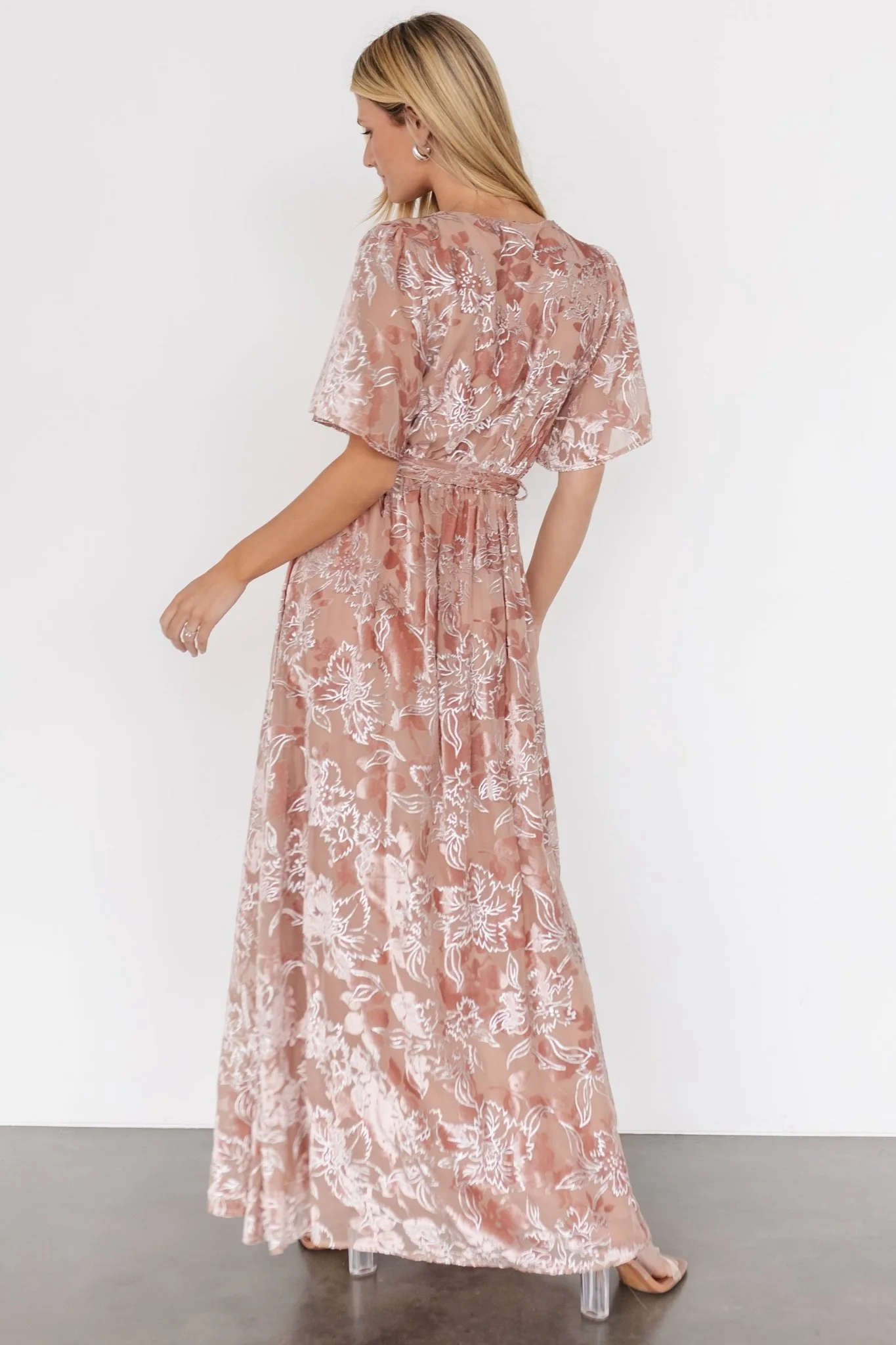 Uma Velvet Maxi Dress | Blush + Silver