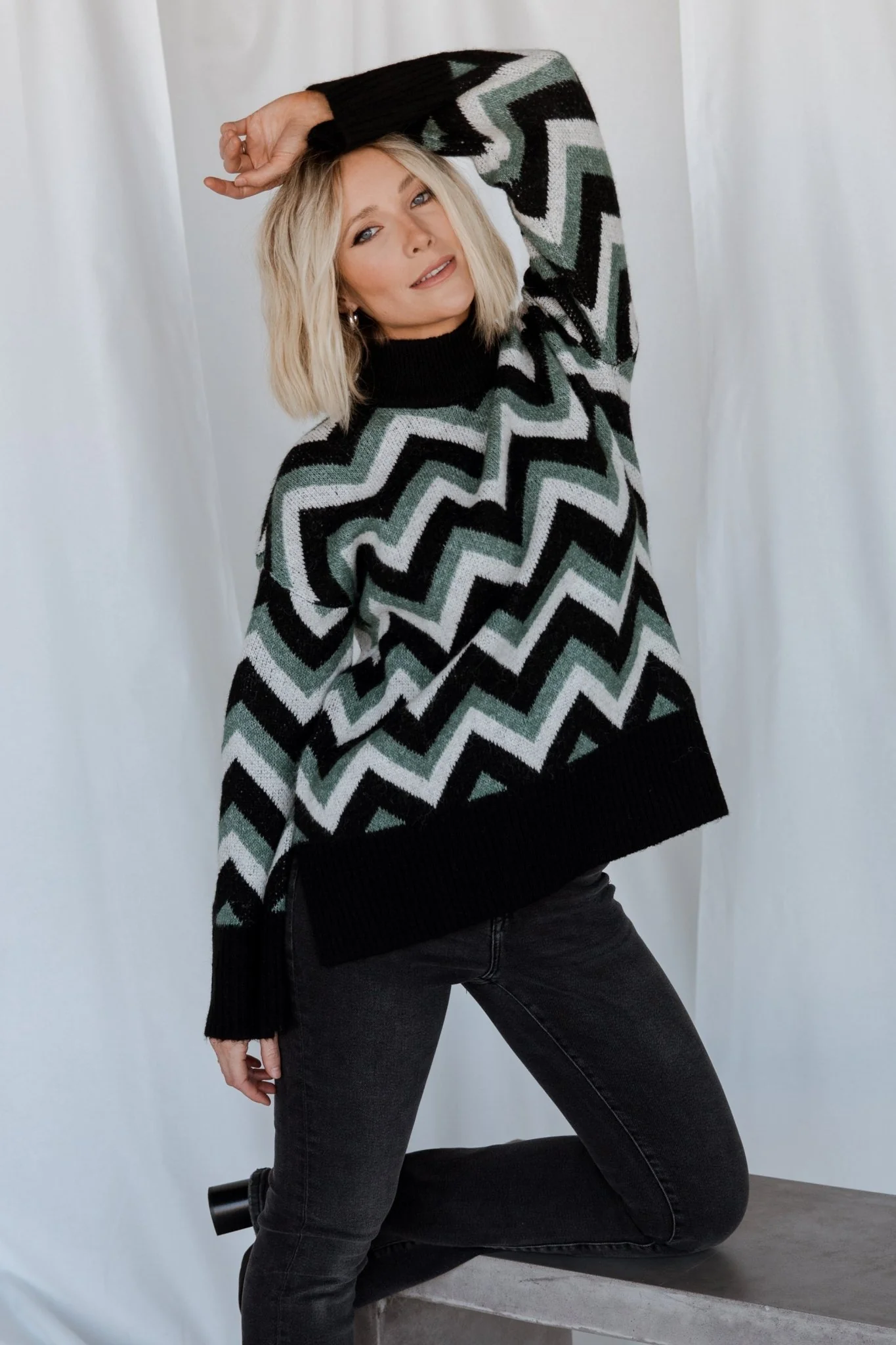 Ricks Sweater | Black + Green Multi