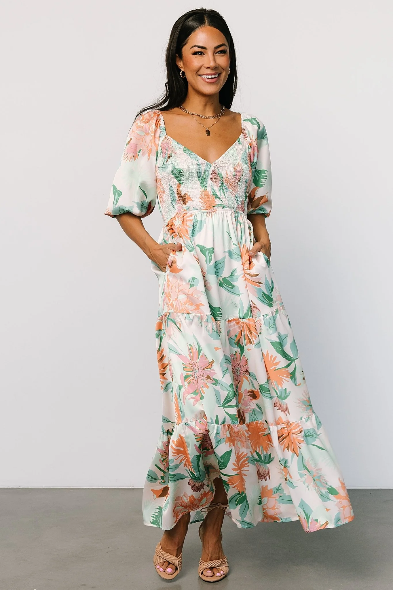 Lina Satin Dress | Multi Print