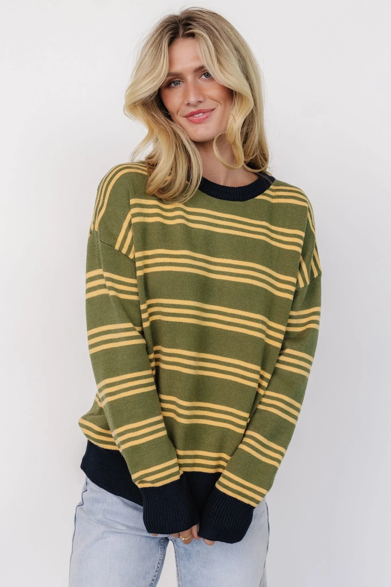 Thomas Striped Sweater | Olive Multi