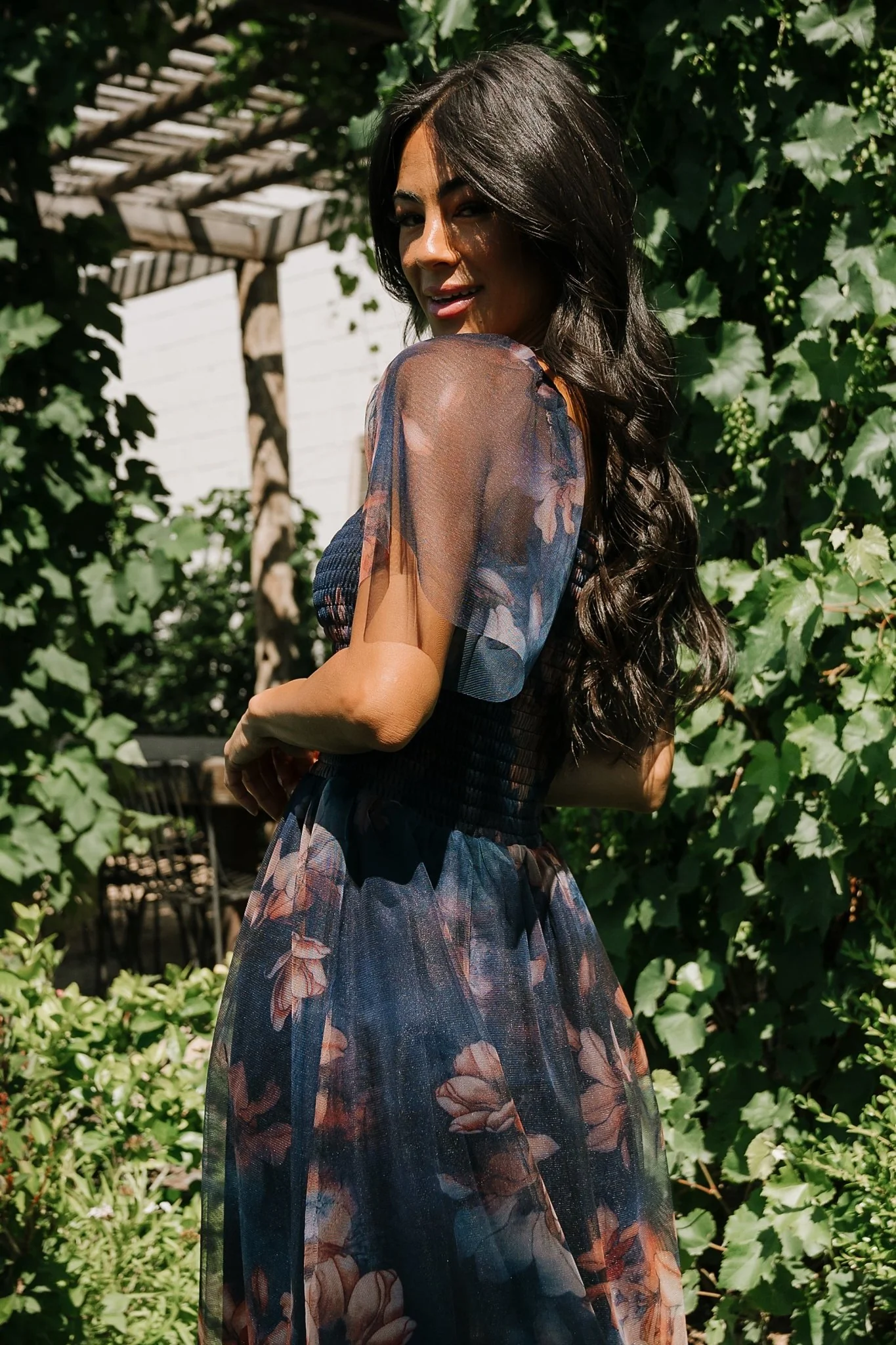 Tivoli Tulle Short Dress | Dark Blue Floral