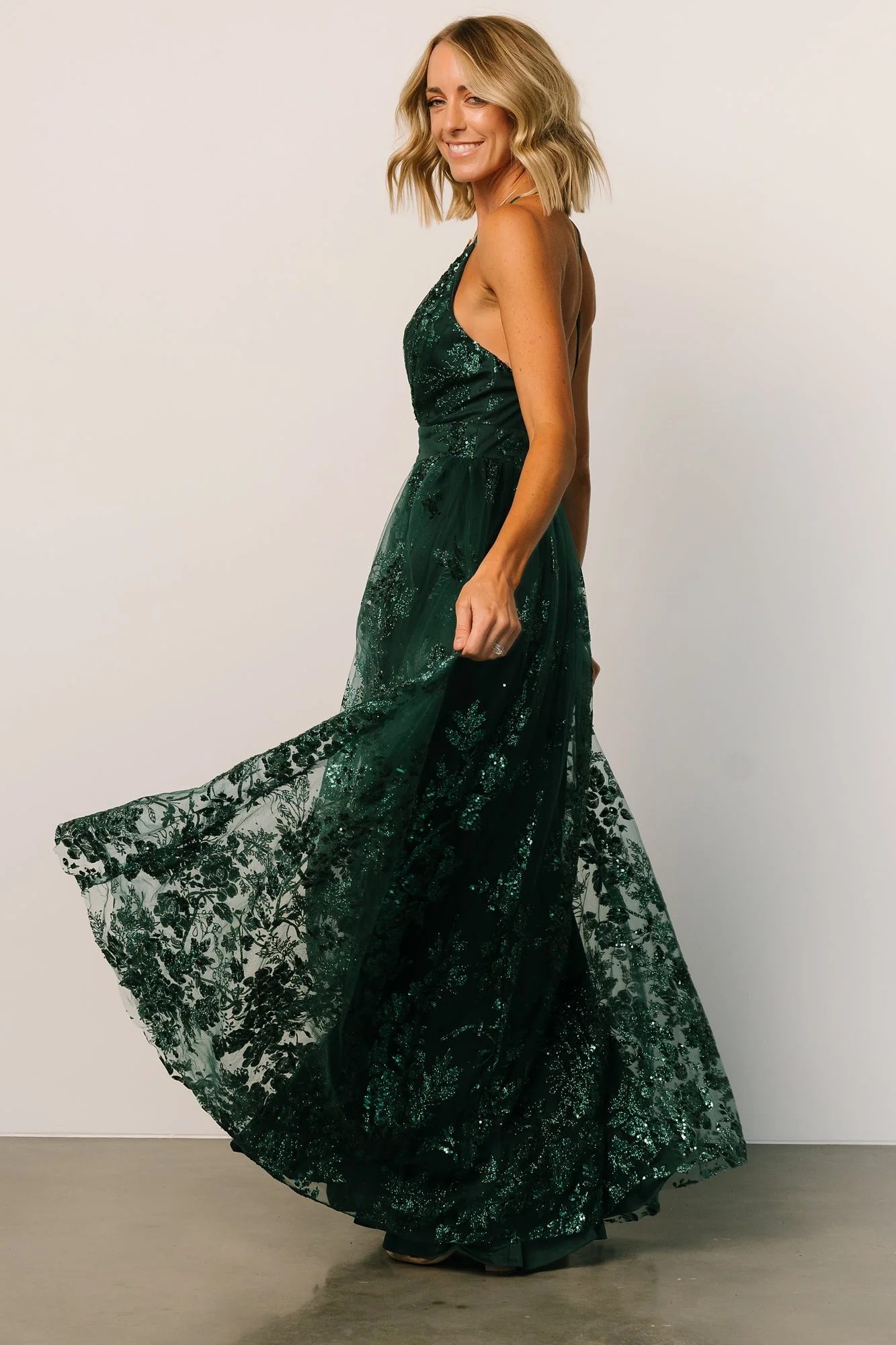 Lucienne Shimmer Maxi Gown | Emerald