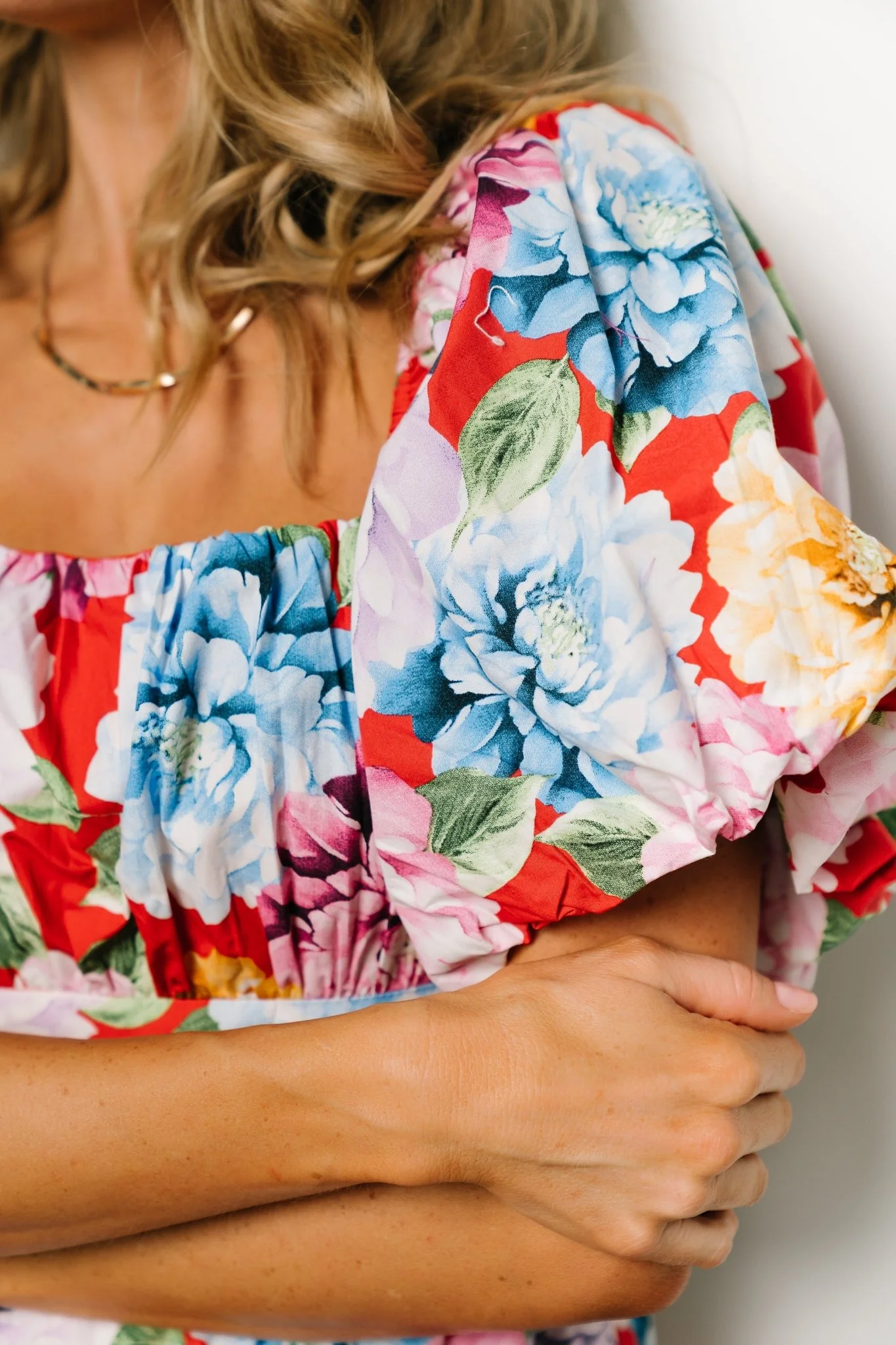 Iva Puff Sleeve Midi Dress | Red Multi Floral