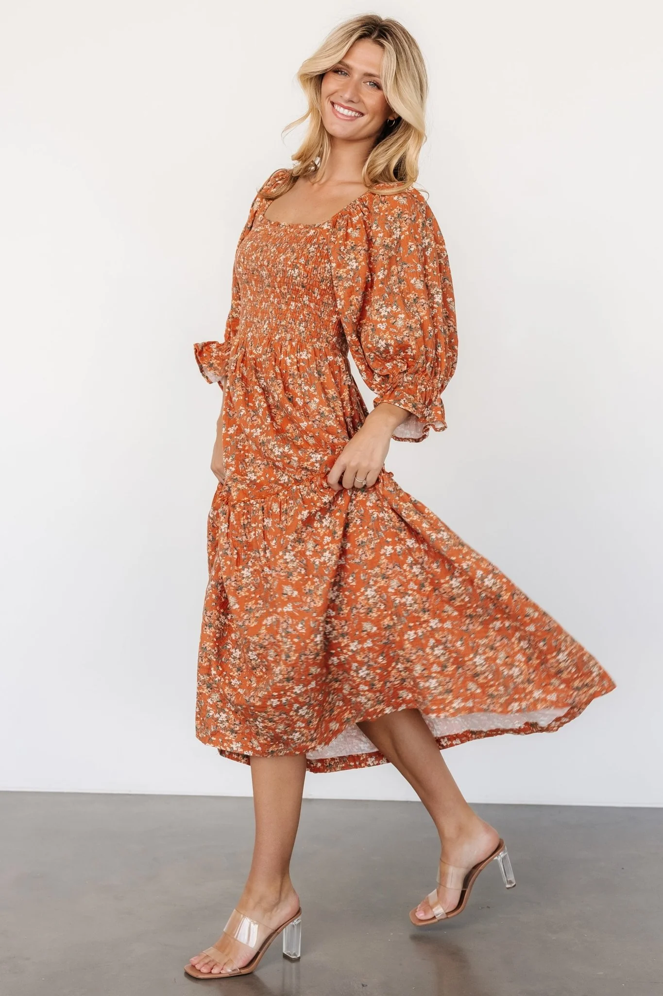 Sedona Smocked Dress | Light Rust