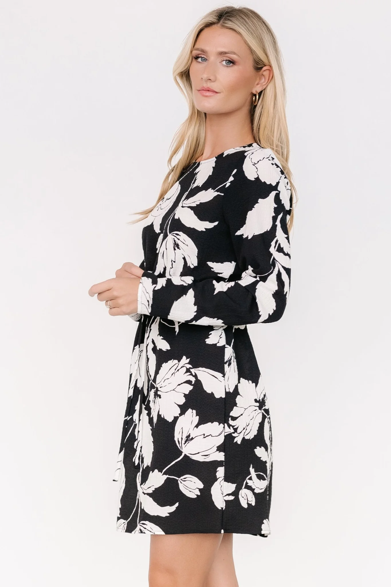 Kyoto Short Dress | Black + White Floral