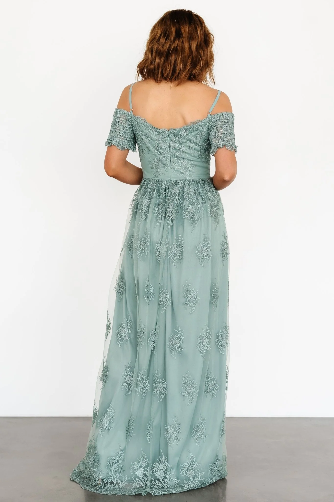 Esperanza Tulle Embroidered Maxi Dress | Sage