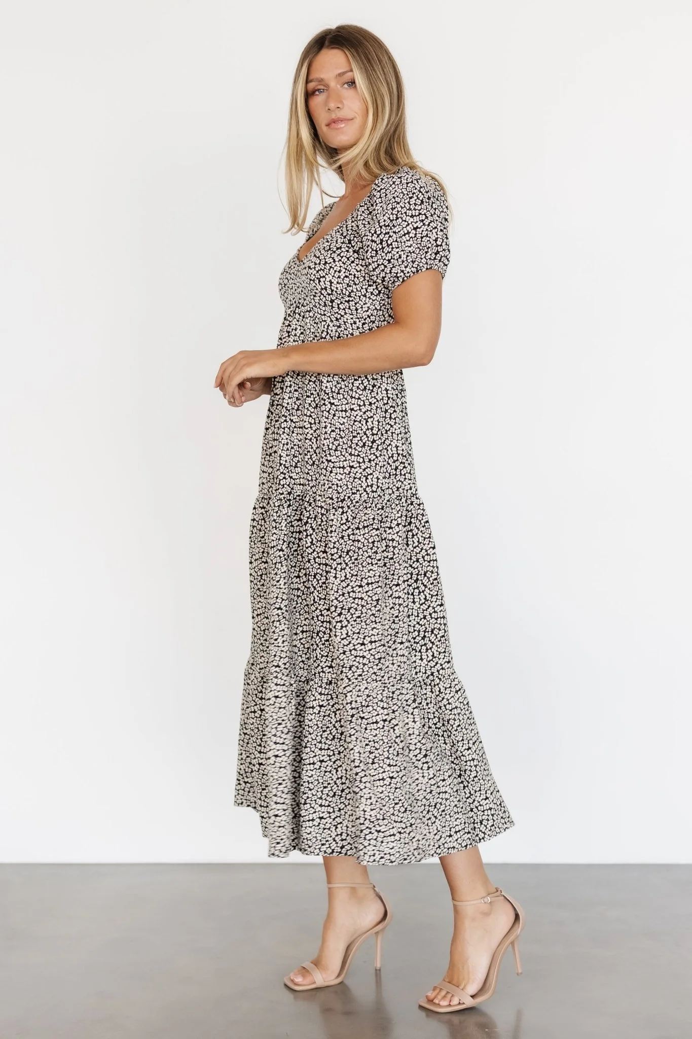 Gables Puff Sleeve Maxi Dress | Black Multi