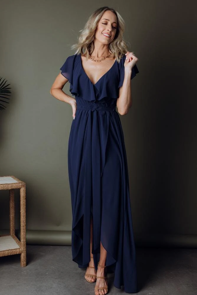 Katya Ruffle Maxi Dress | Navy