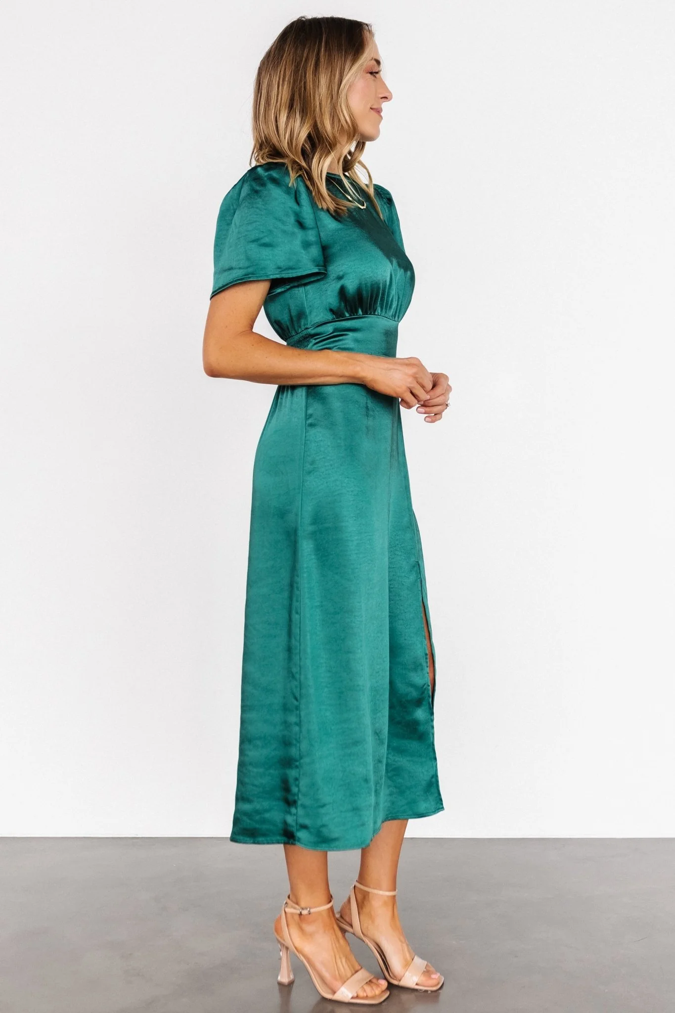 Allie Satin Dress | Emerald