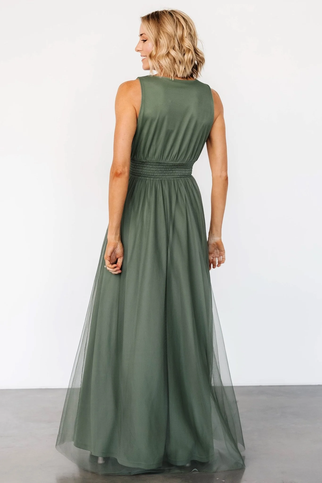 Kamila Tulle Maxi Dress | Dark Sage