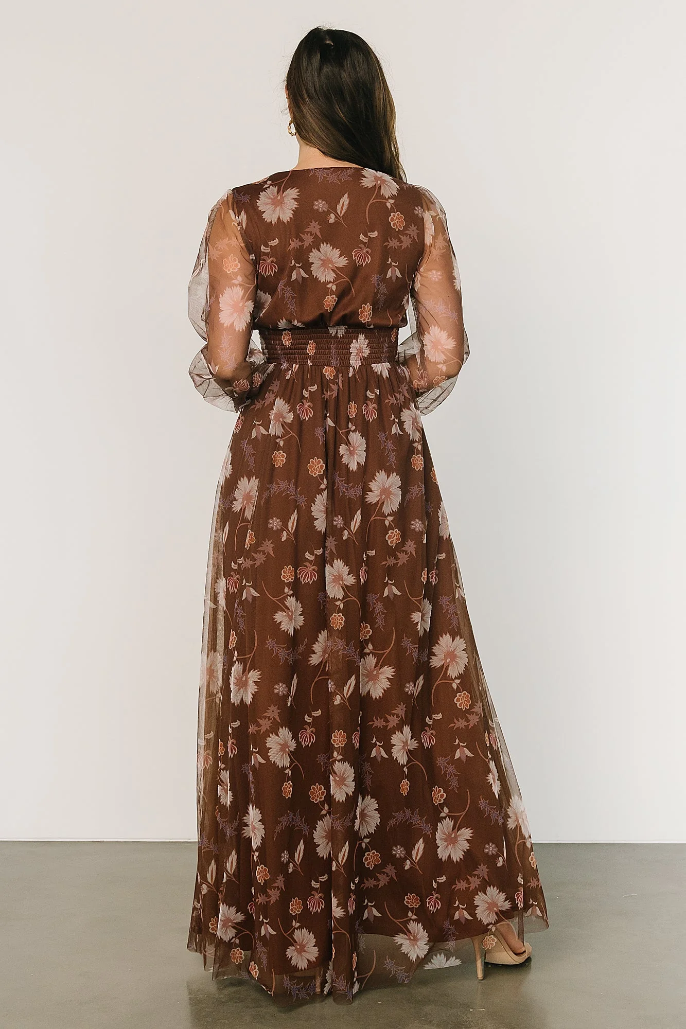 Layla Tulle Maxi Dress | Chestnut Floral