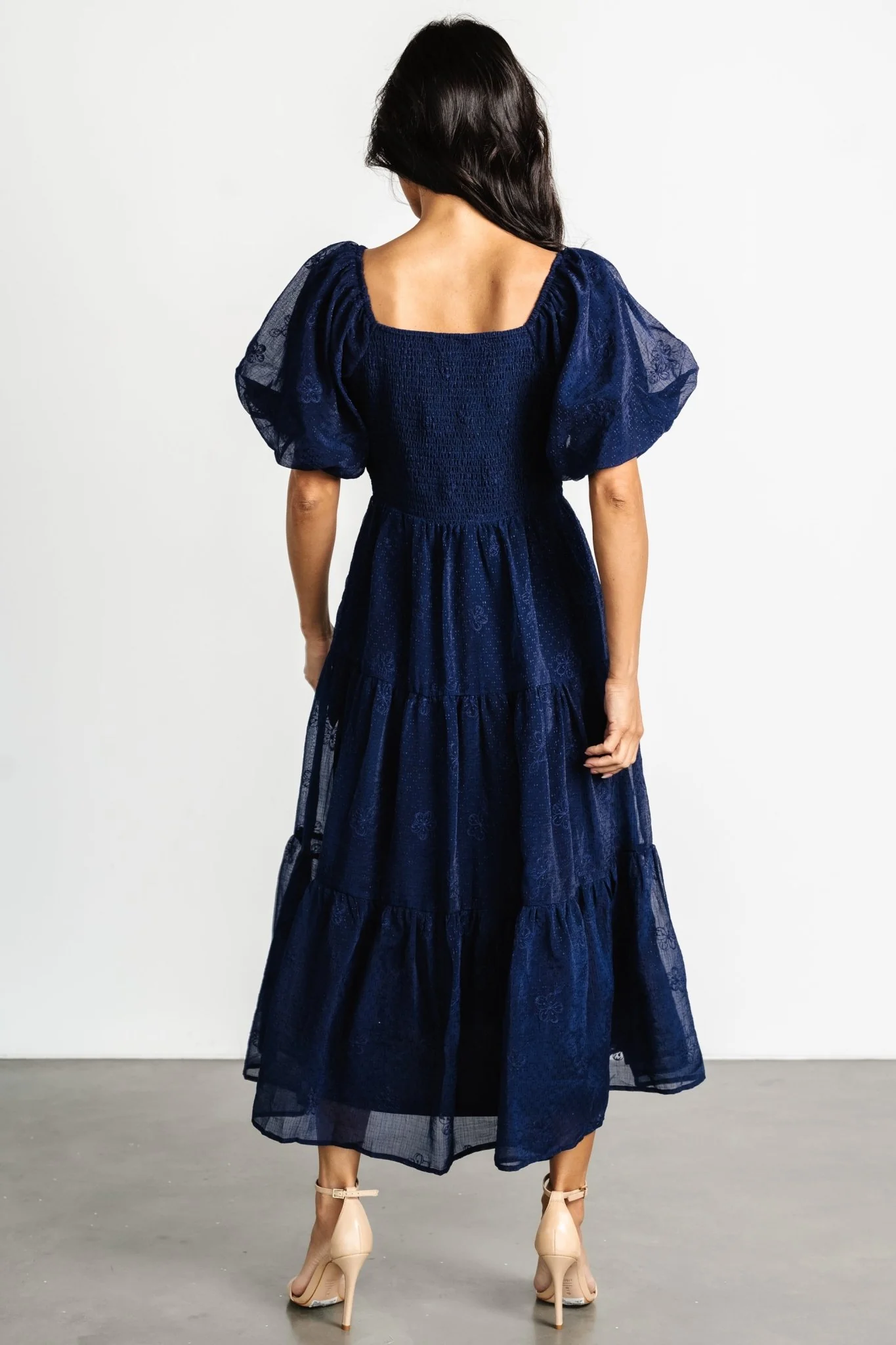 Rina Embroidered Shimmer Dress | Midnight Blue