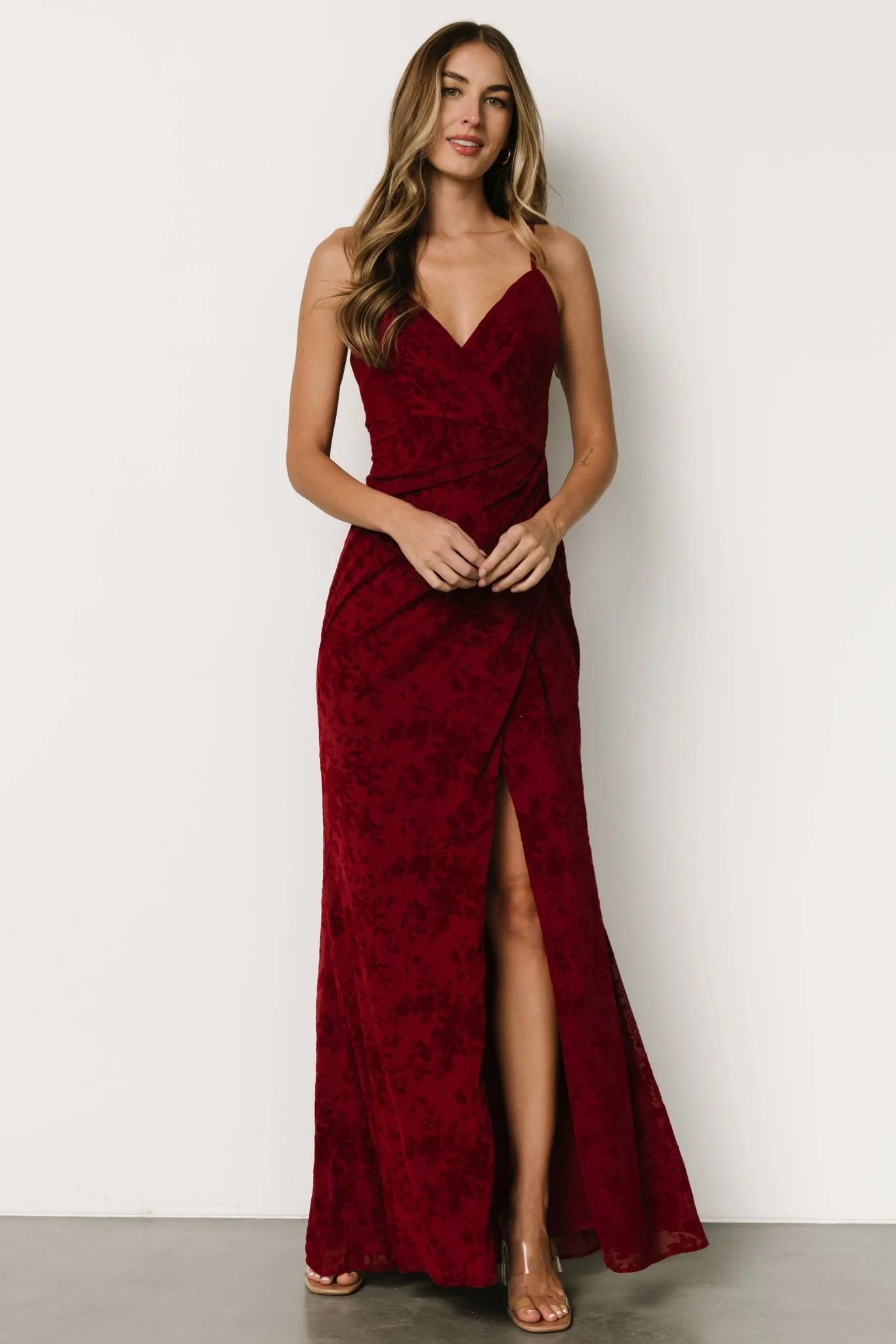 Ayesha Fitted Gown | Burgundy