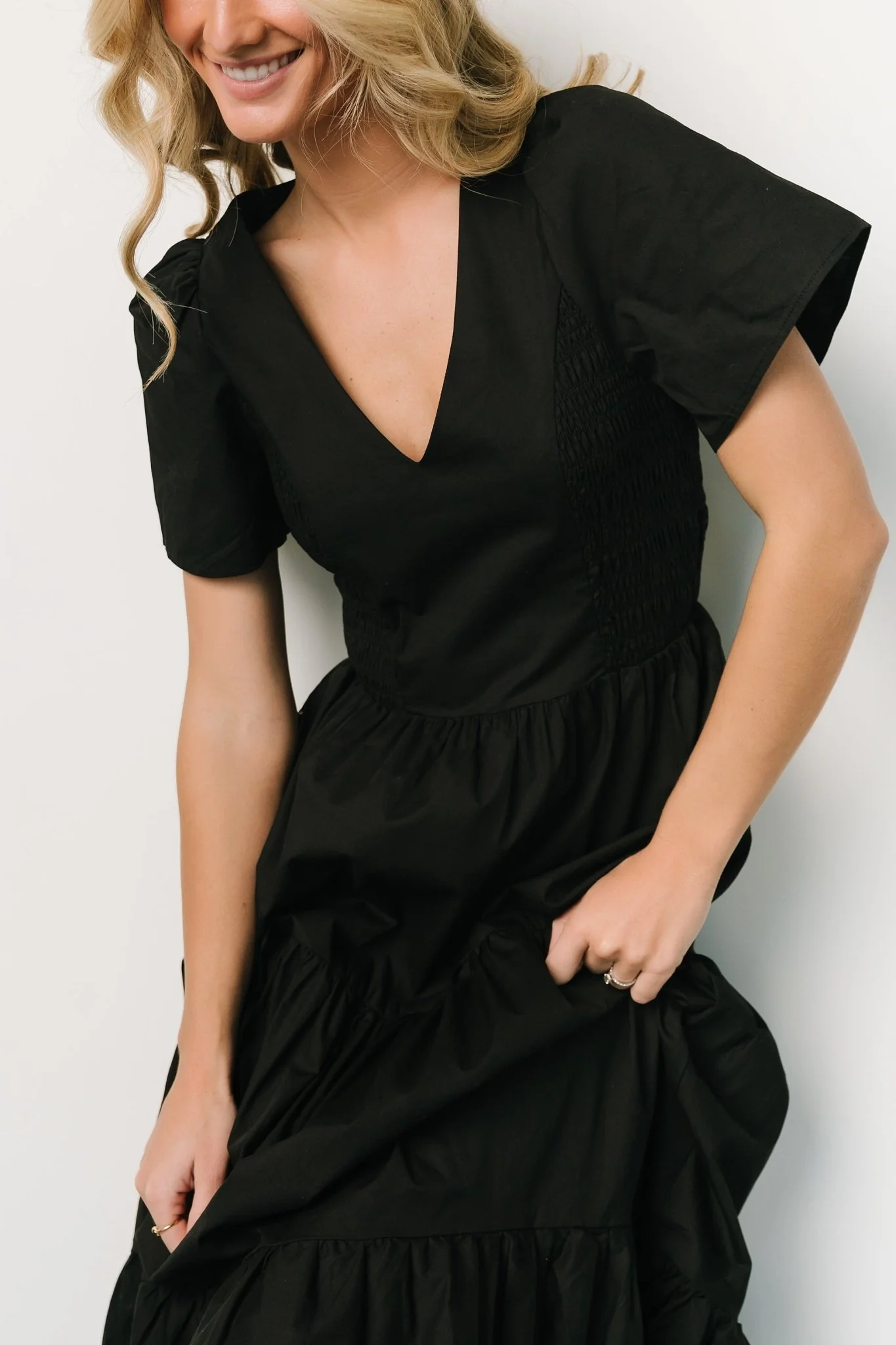 Johanne Poplin Dress | Black