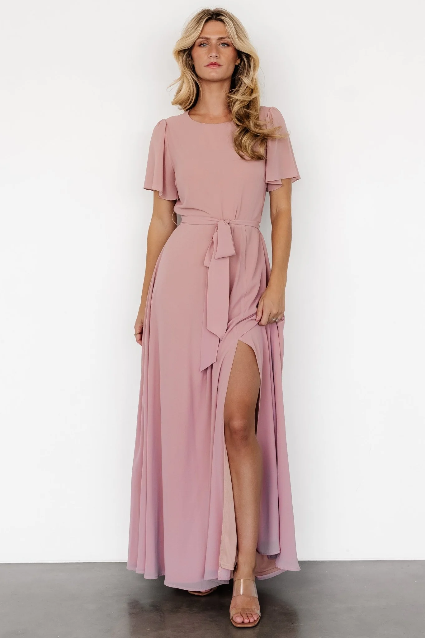 Naomi Short Sleeve Maxi Dress | Blush Pink