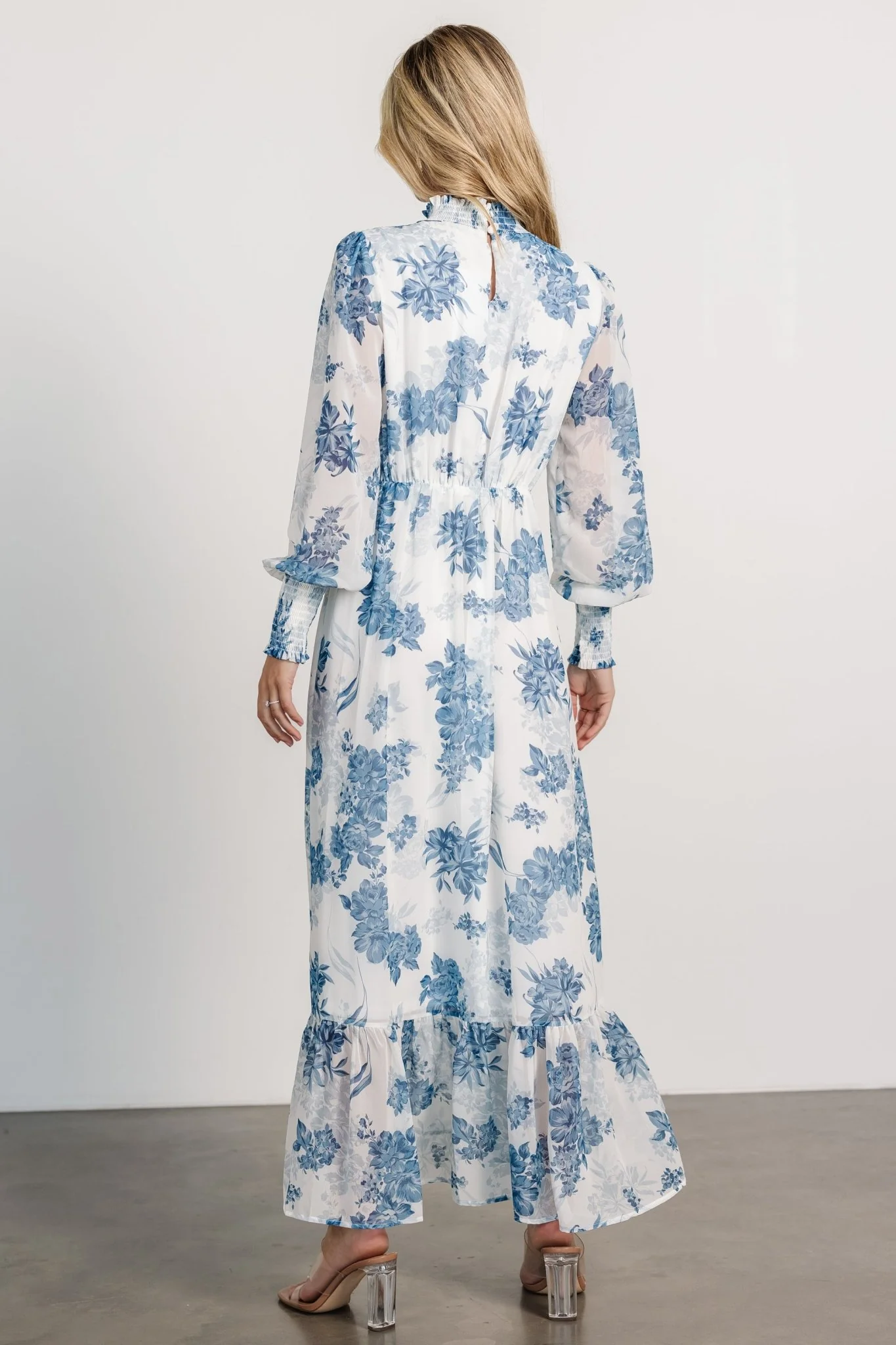 Luciana Maxi Dress | Off White + Blue