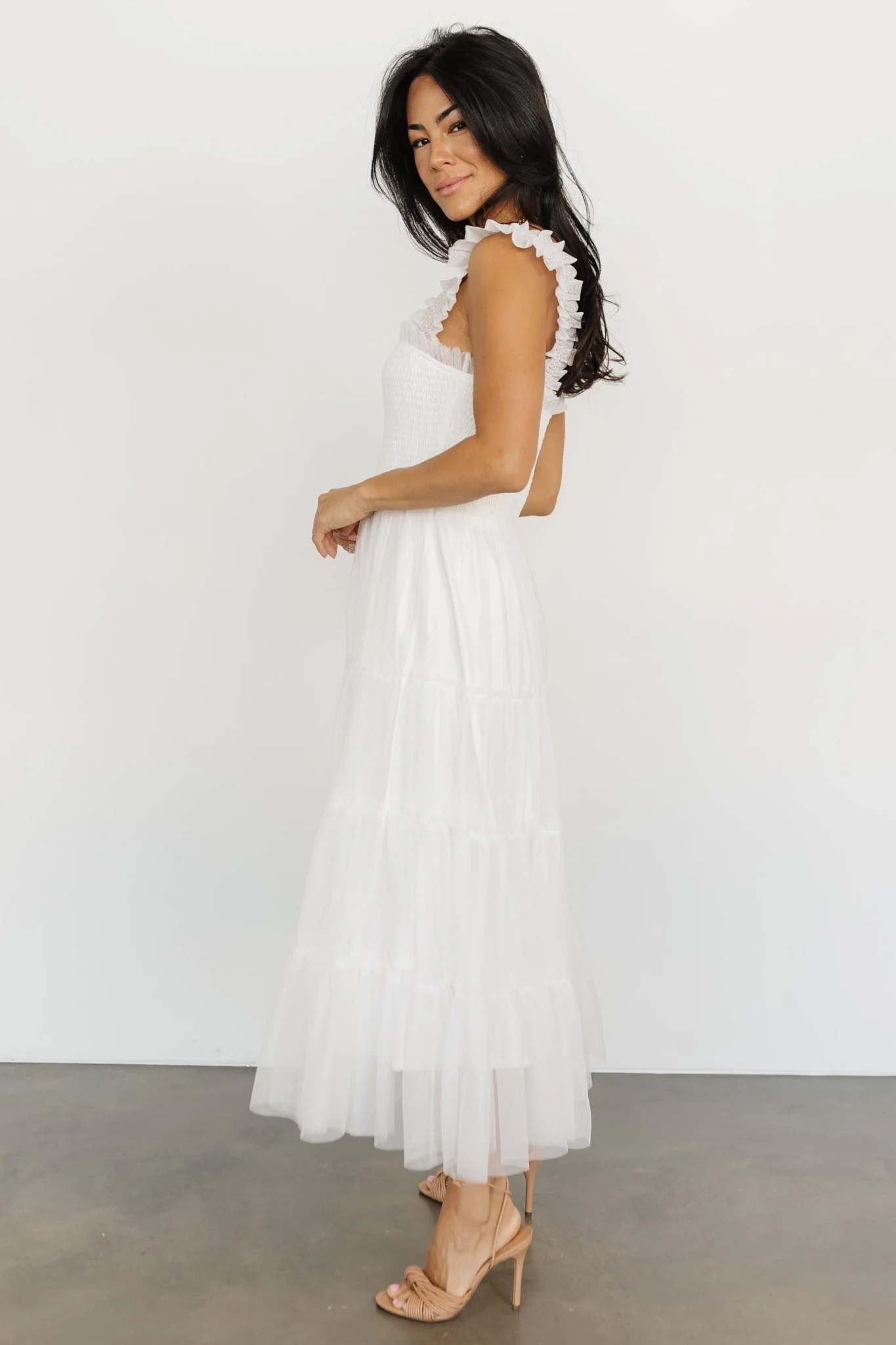 Emma Smocked Tulle Dress | Off White