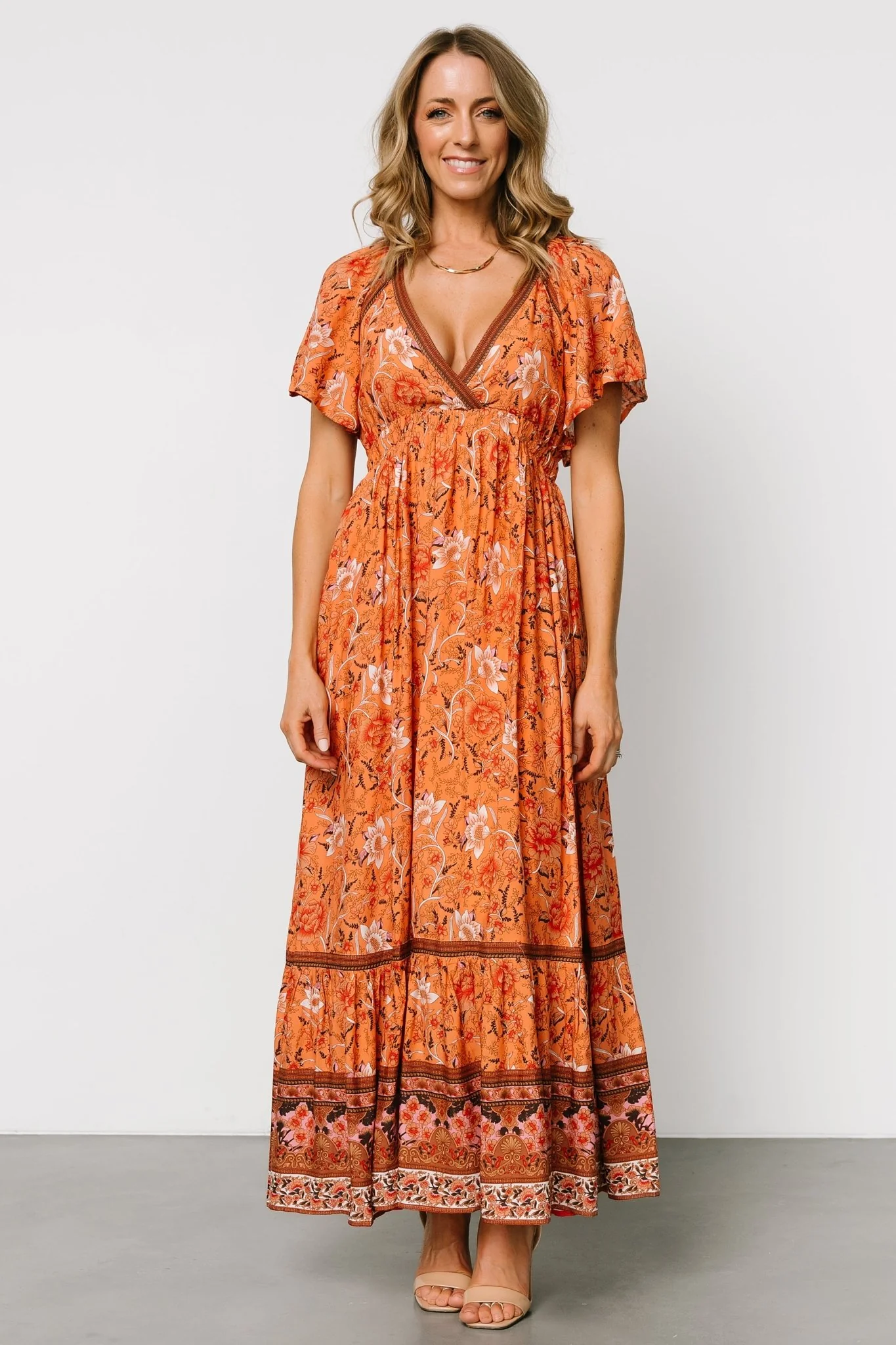 Marietta Maxi Dress | Orange Floral