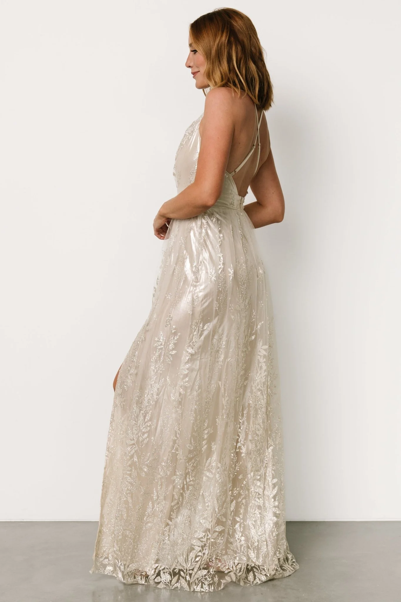 Eirena Sparkle Gown | Cream + Silver
