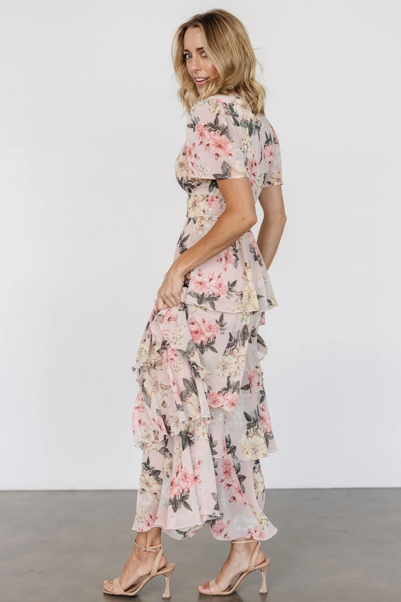 Montaigne Ruffle Maxi Dress | Pale Blush Floral