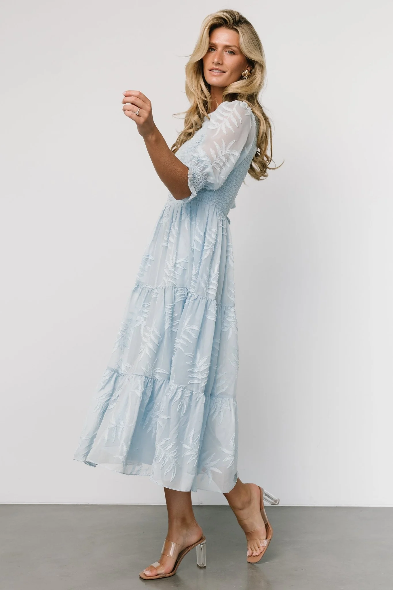 Nellie Smocked Midi Dress | Light Blue