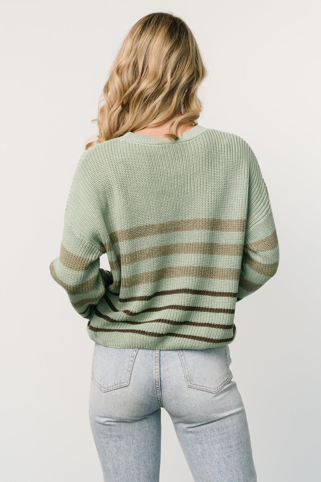 Oslo Striped Sweater | Dusty Olive