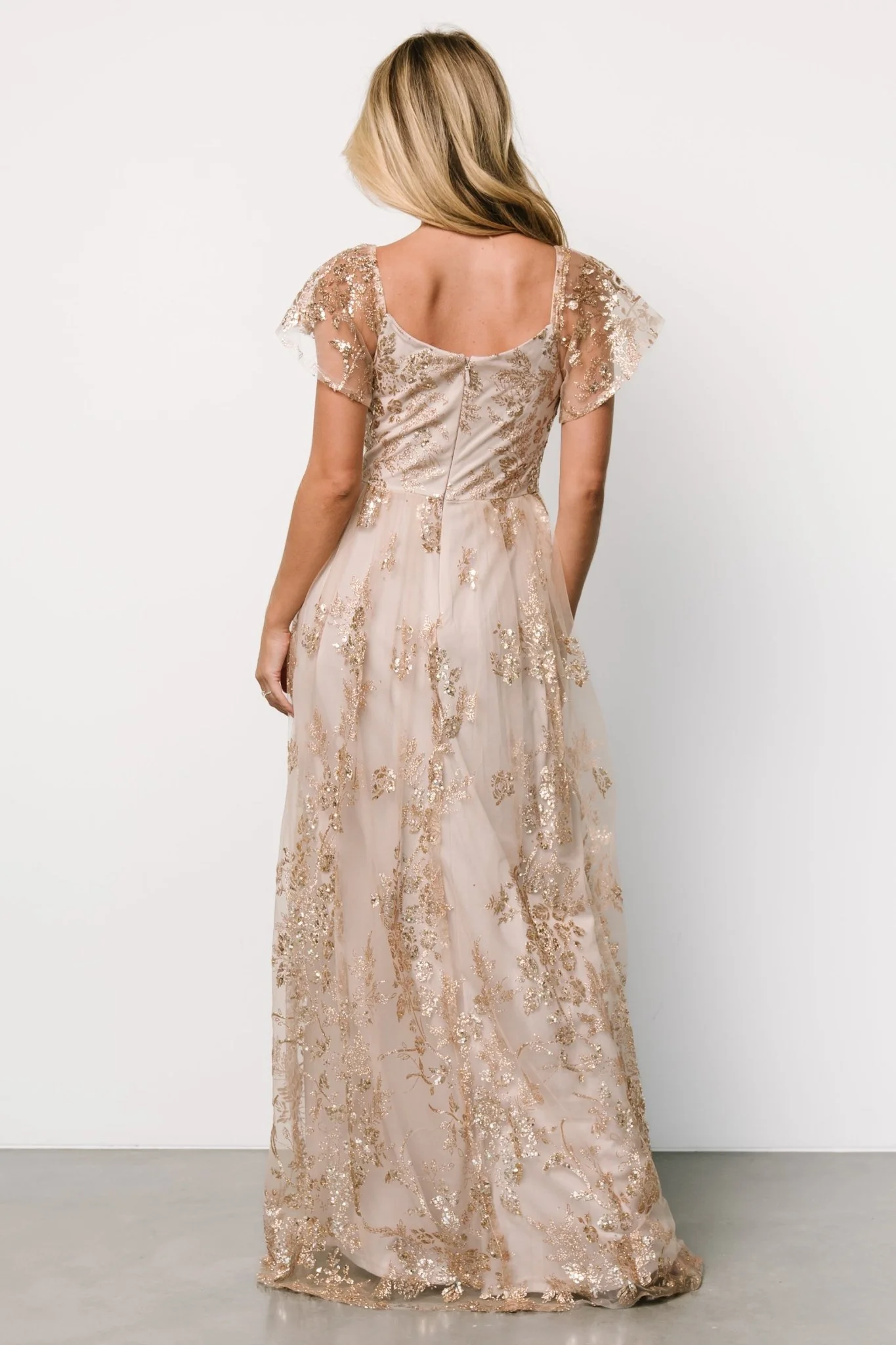 Corinne Shimmer Maxi Gown | Champagne