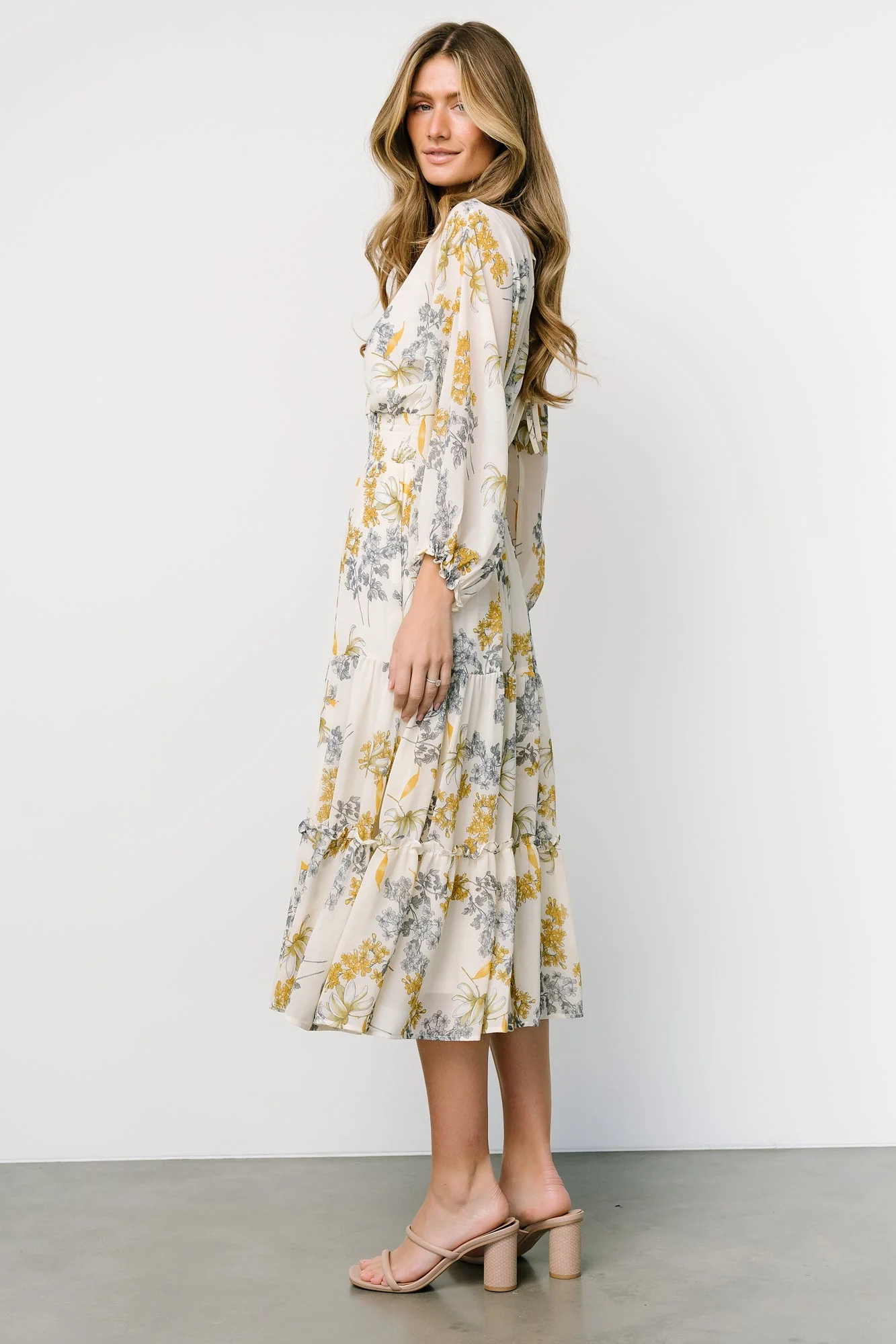 Coventry Tiered Midi Dress | Cream Floral