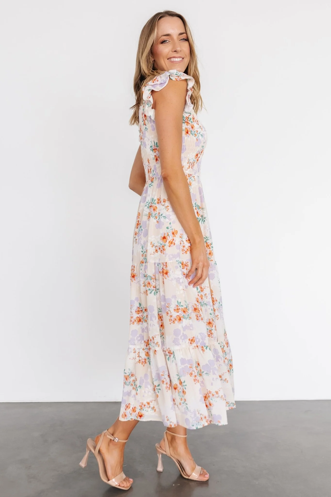 Arla Smocked Maxi Dress | Cream Floral