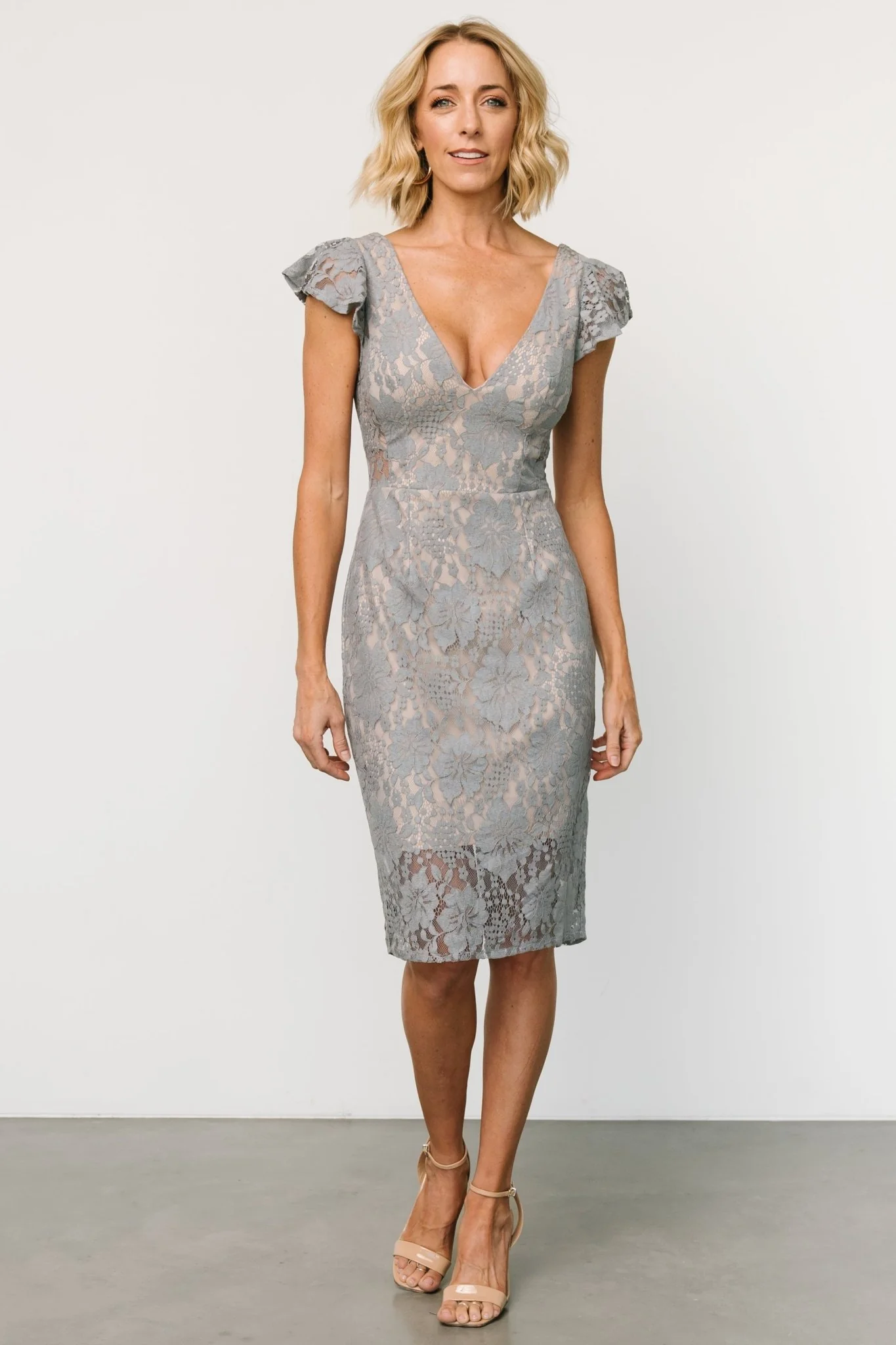 Kimber Lace Dress | Dusty Slate