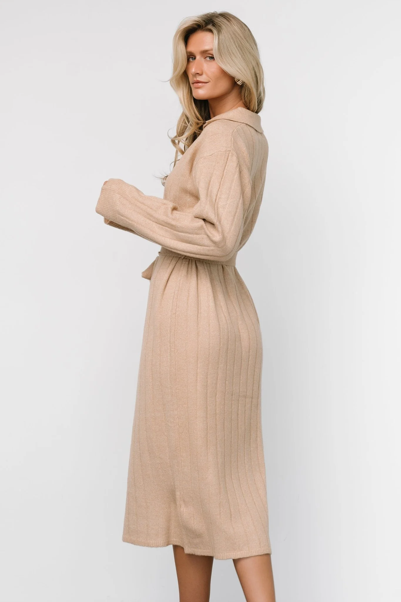 Barrie Sweater Dress | Light Tan