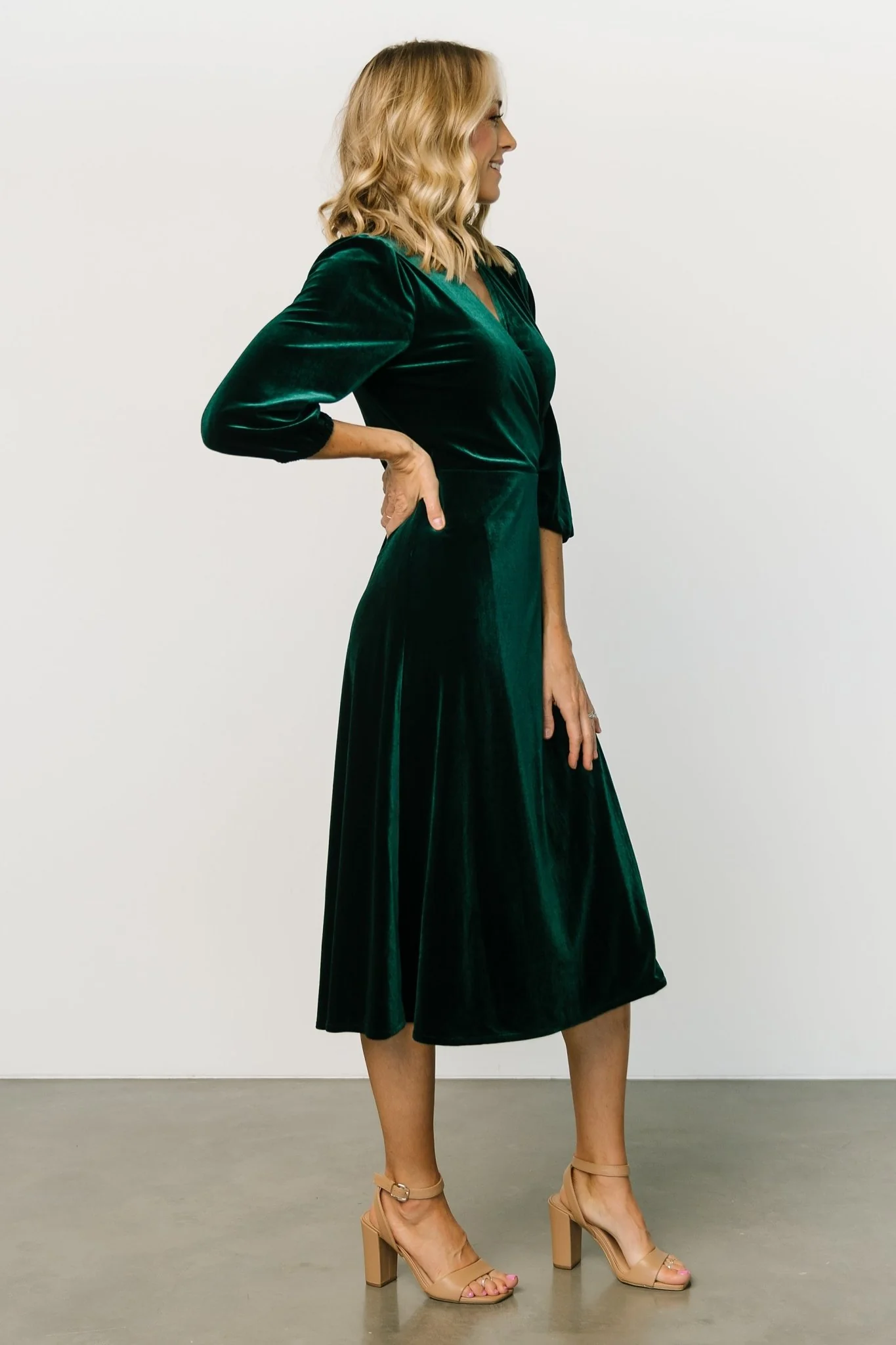 Beckinsale Velvet Wrap Dress | Dark Green