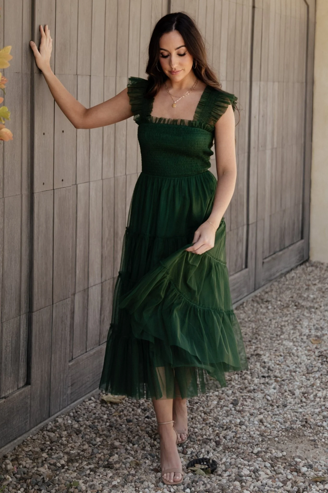 Emma Smocked Tulle Dress | Green
