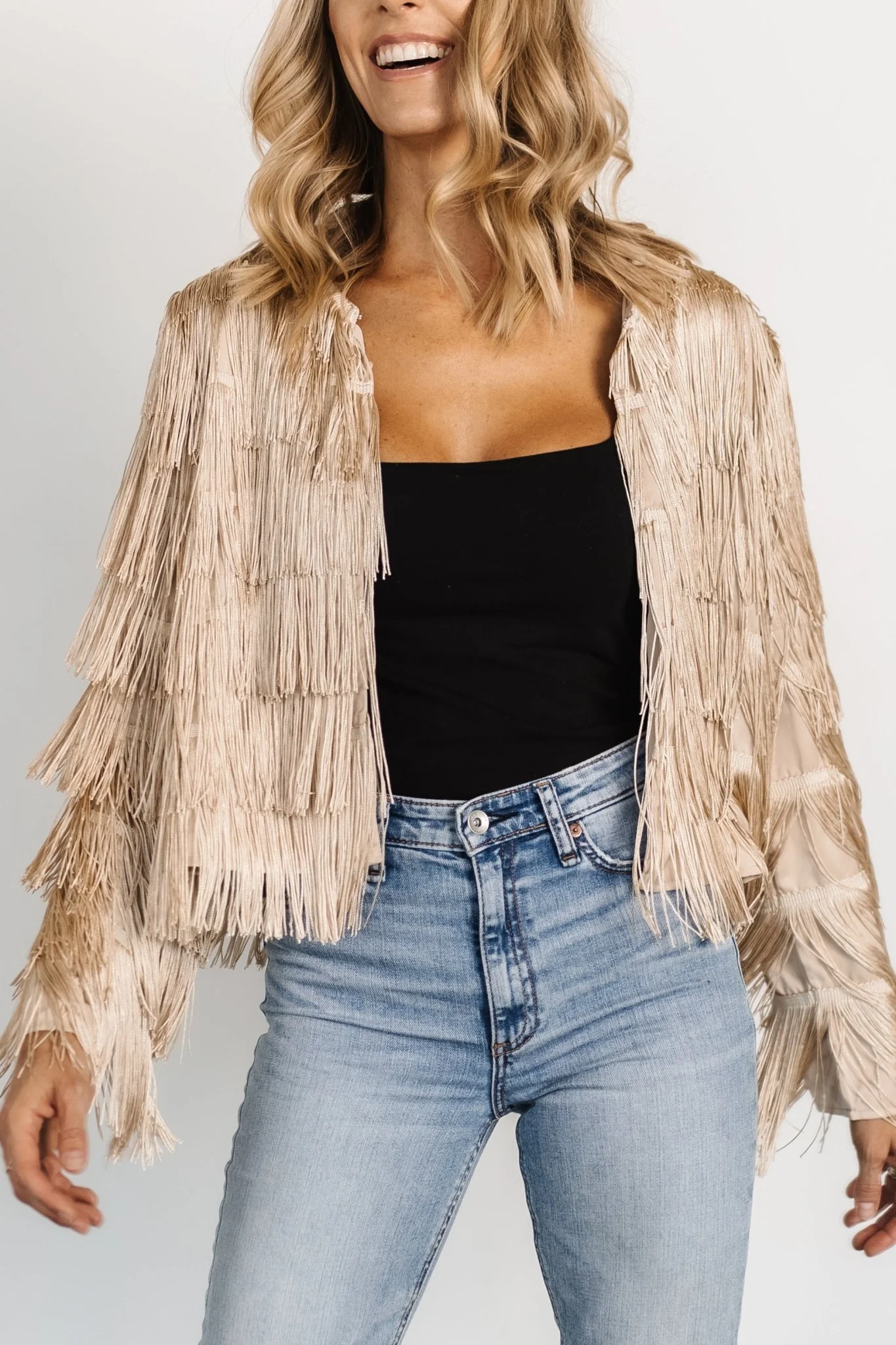 Sheridan Fringe Jacket | Champagne