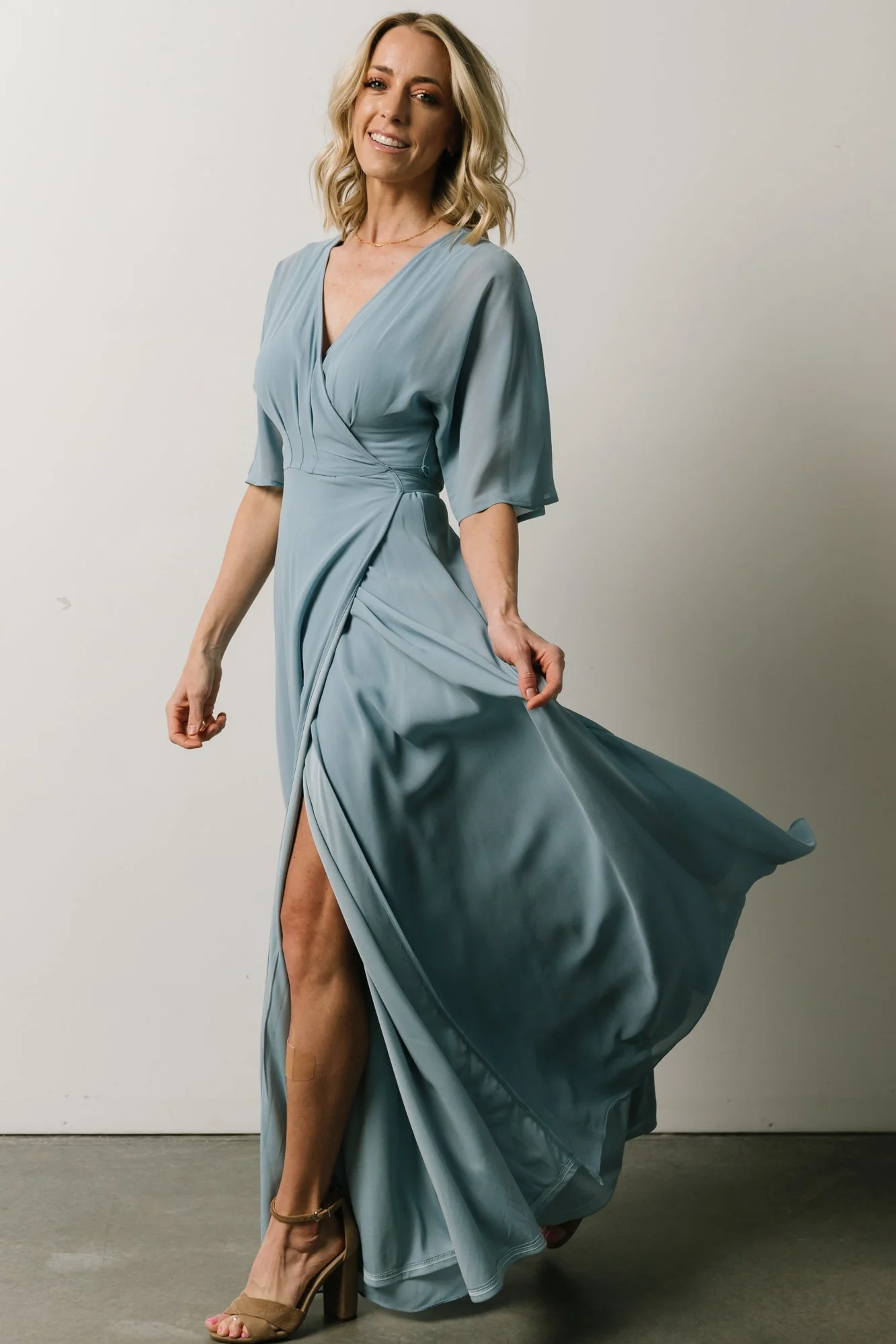 Lilly Wrap Maxi Dress | Dusty Blue