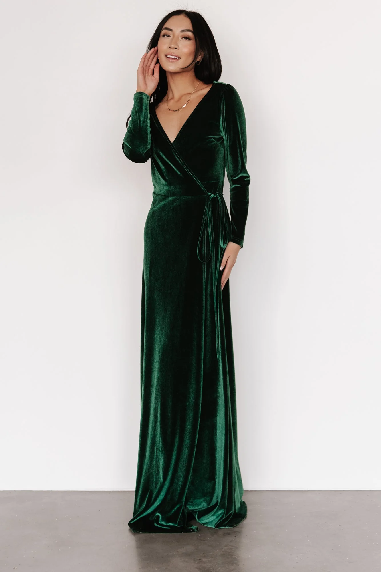 Esmerelda Velvet Wrap Maxi Dress | Forest