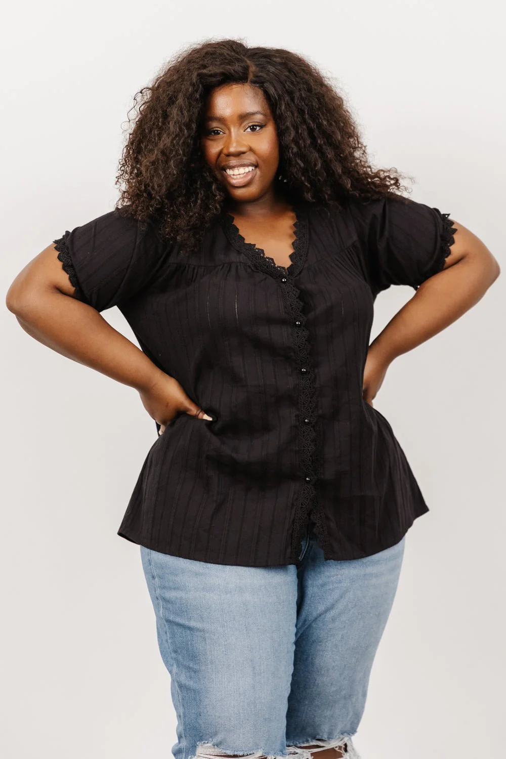 Sloane Button Top | Black