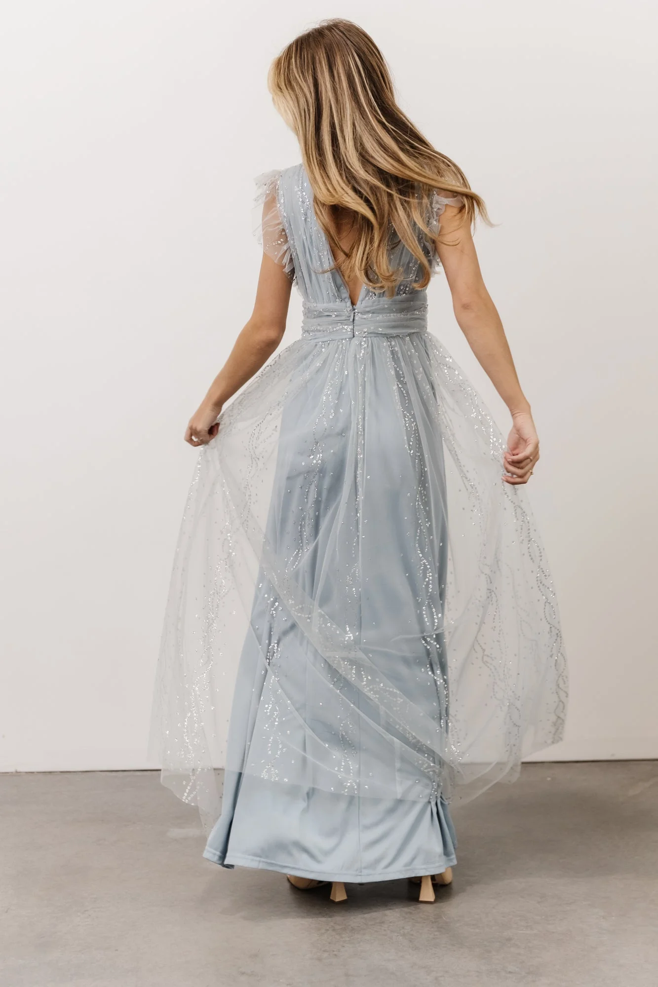 Annika Sequin Mesh Maxi Dress | Dusty Blue